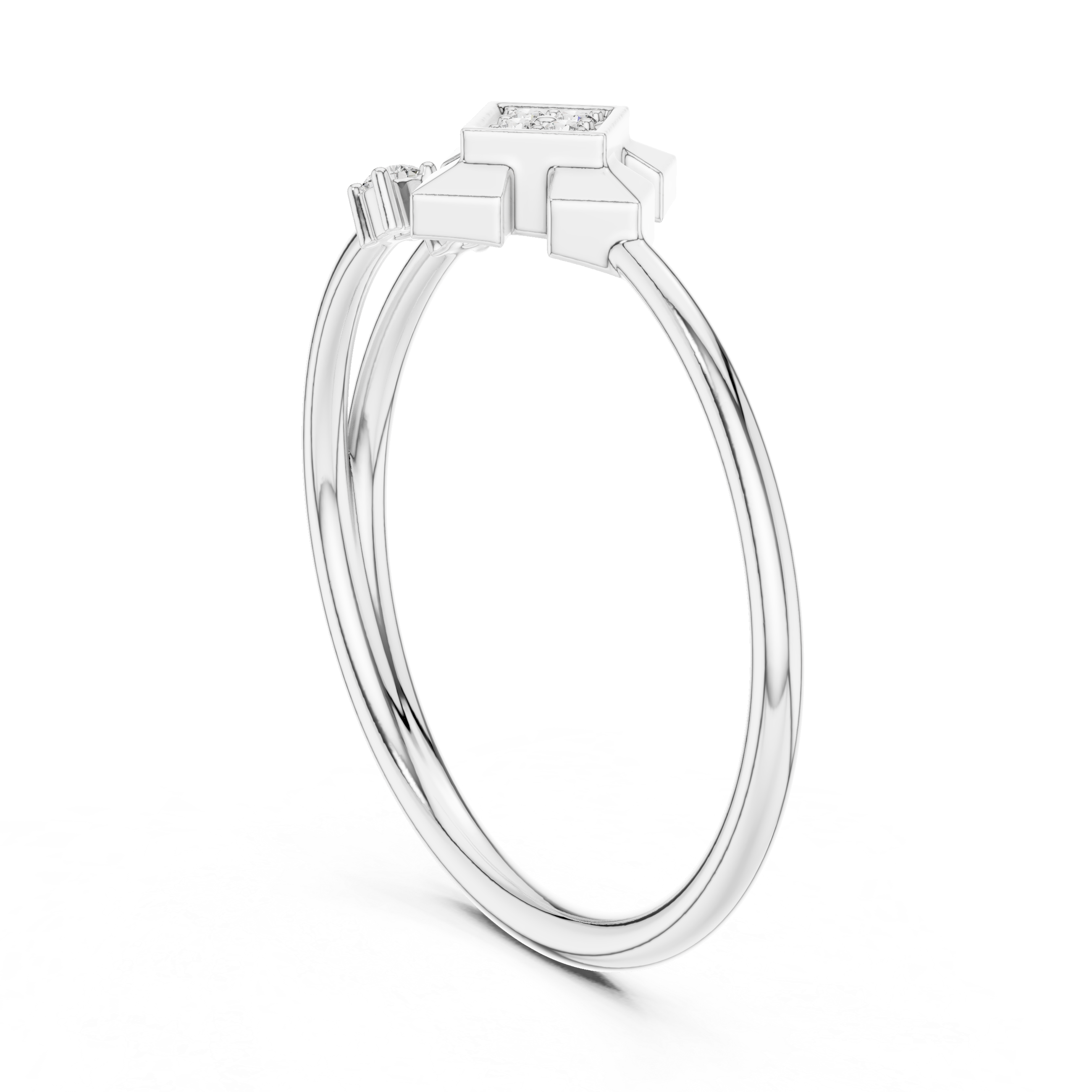 Geometric Diamond Accent Ring