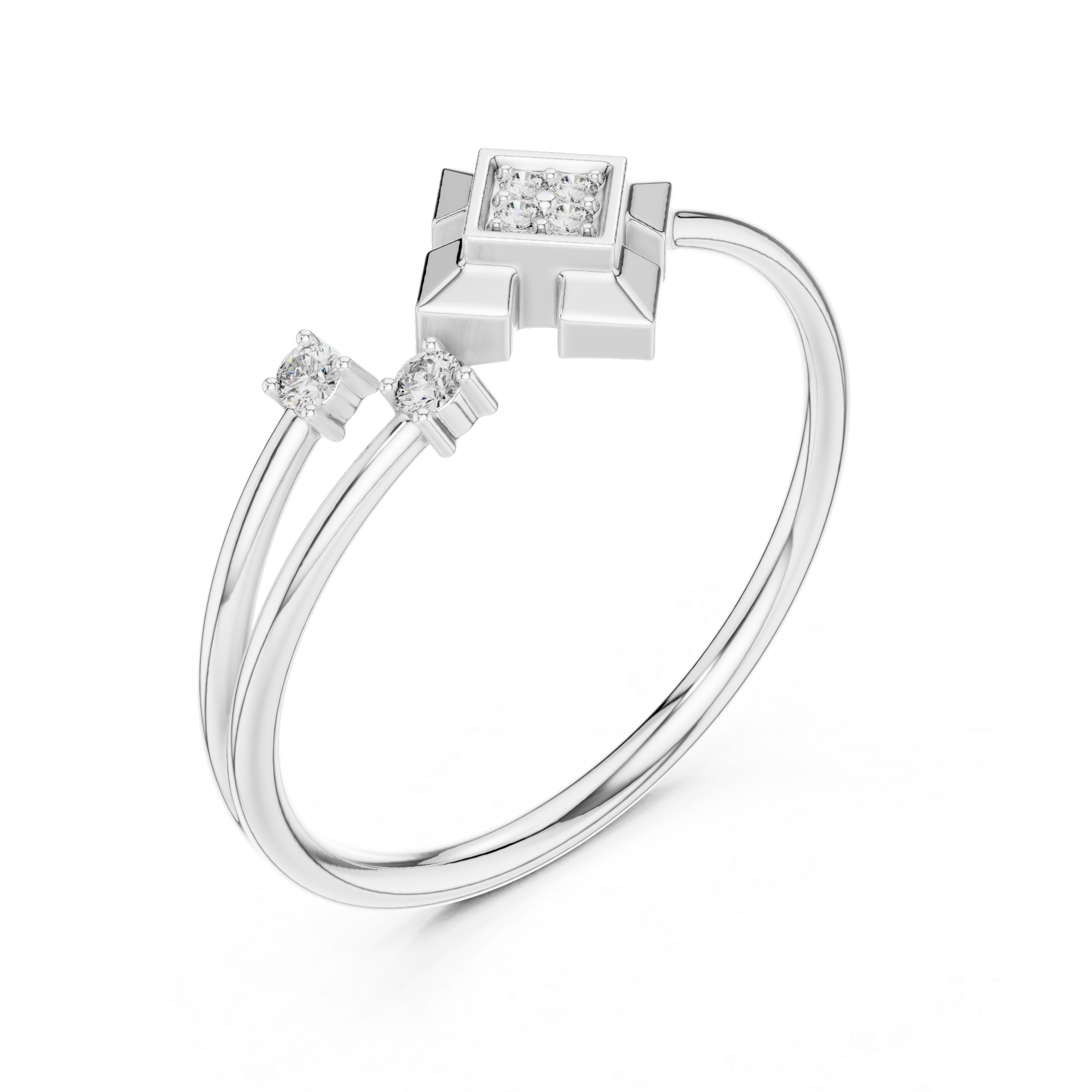 Geometric Diamond Accent Ring