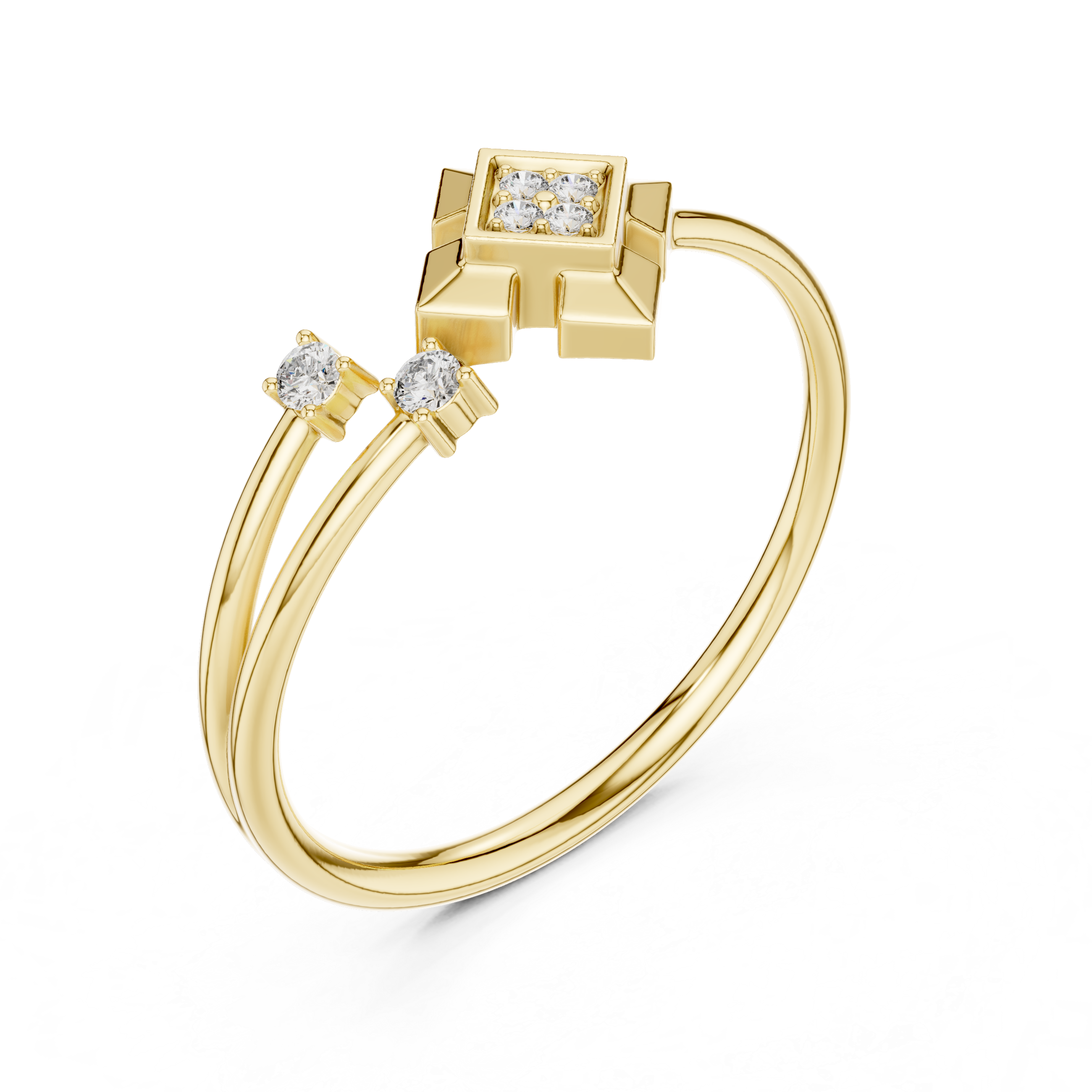 Geometric Diamond Accent Ring