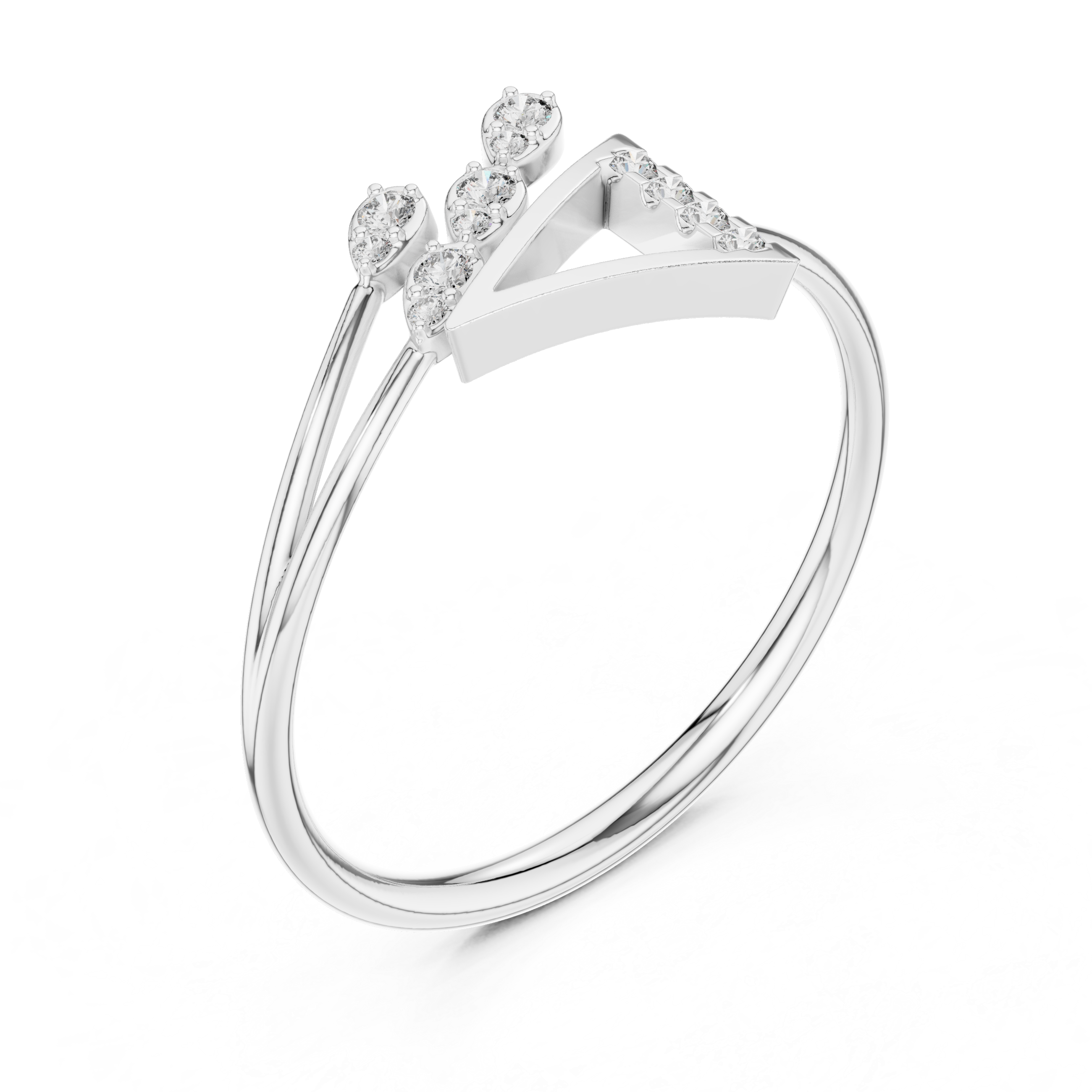 Luxury Diamond V Split Ring