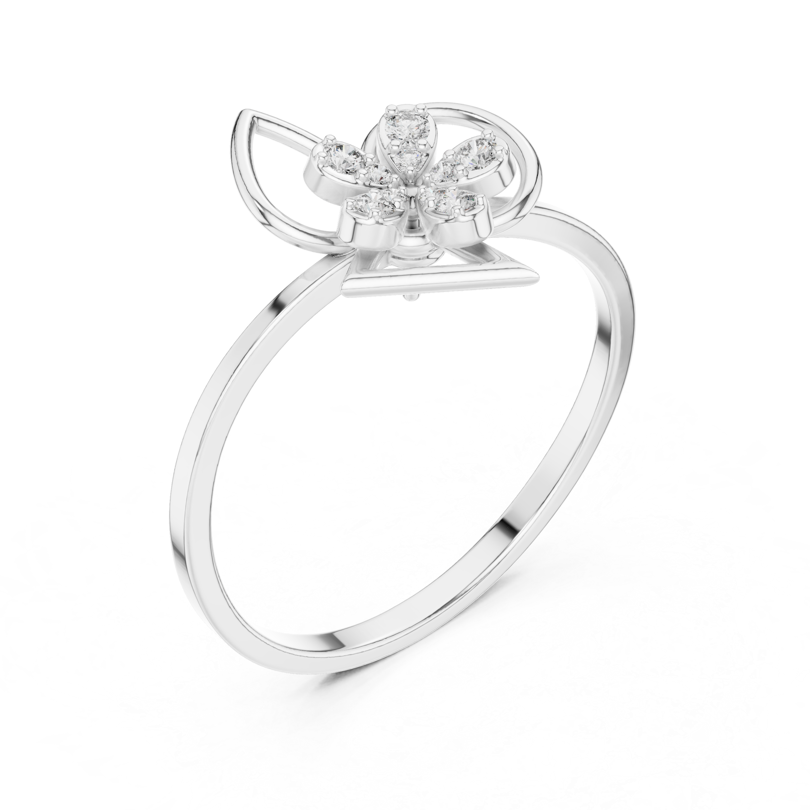 Luxury Diamond Floral Open Ring