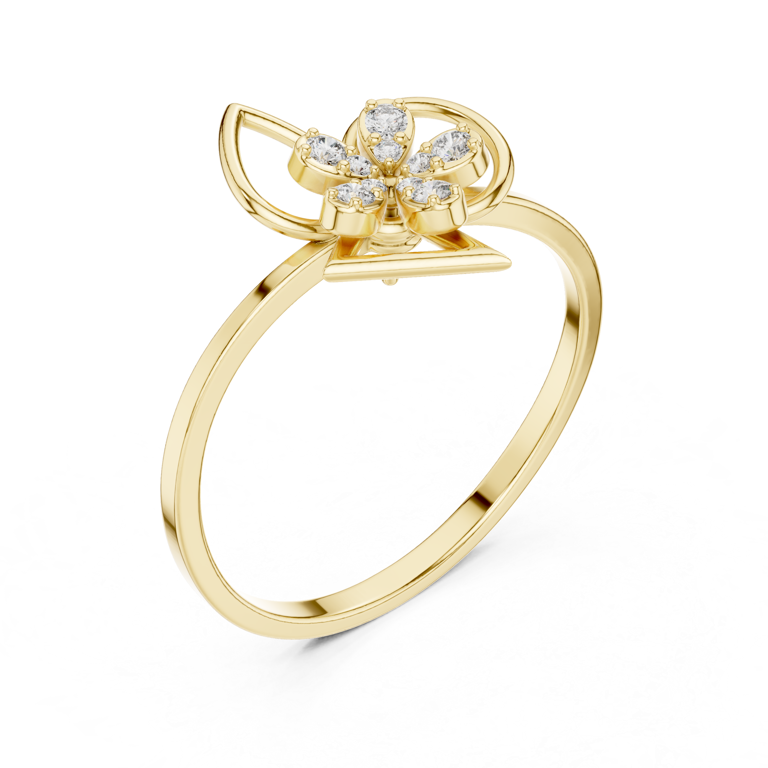 Luxury Diamond Floral Open Ring