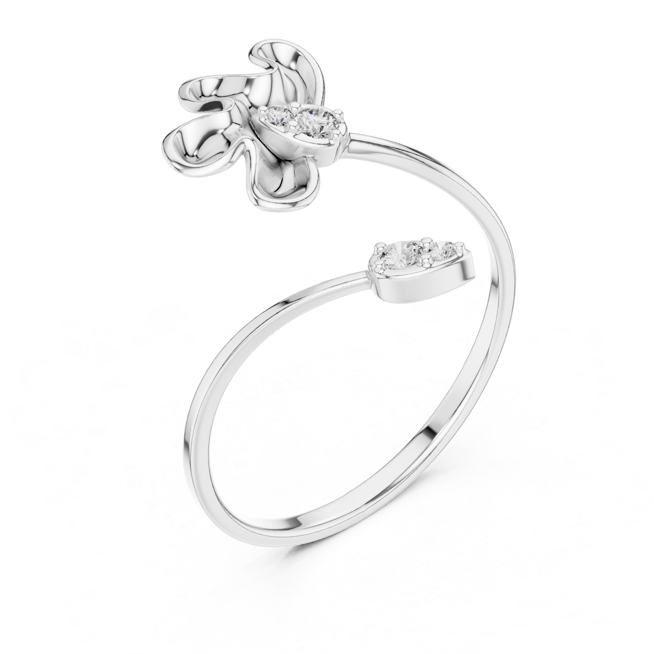 Luxury Floral Open Ring
