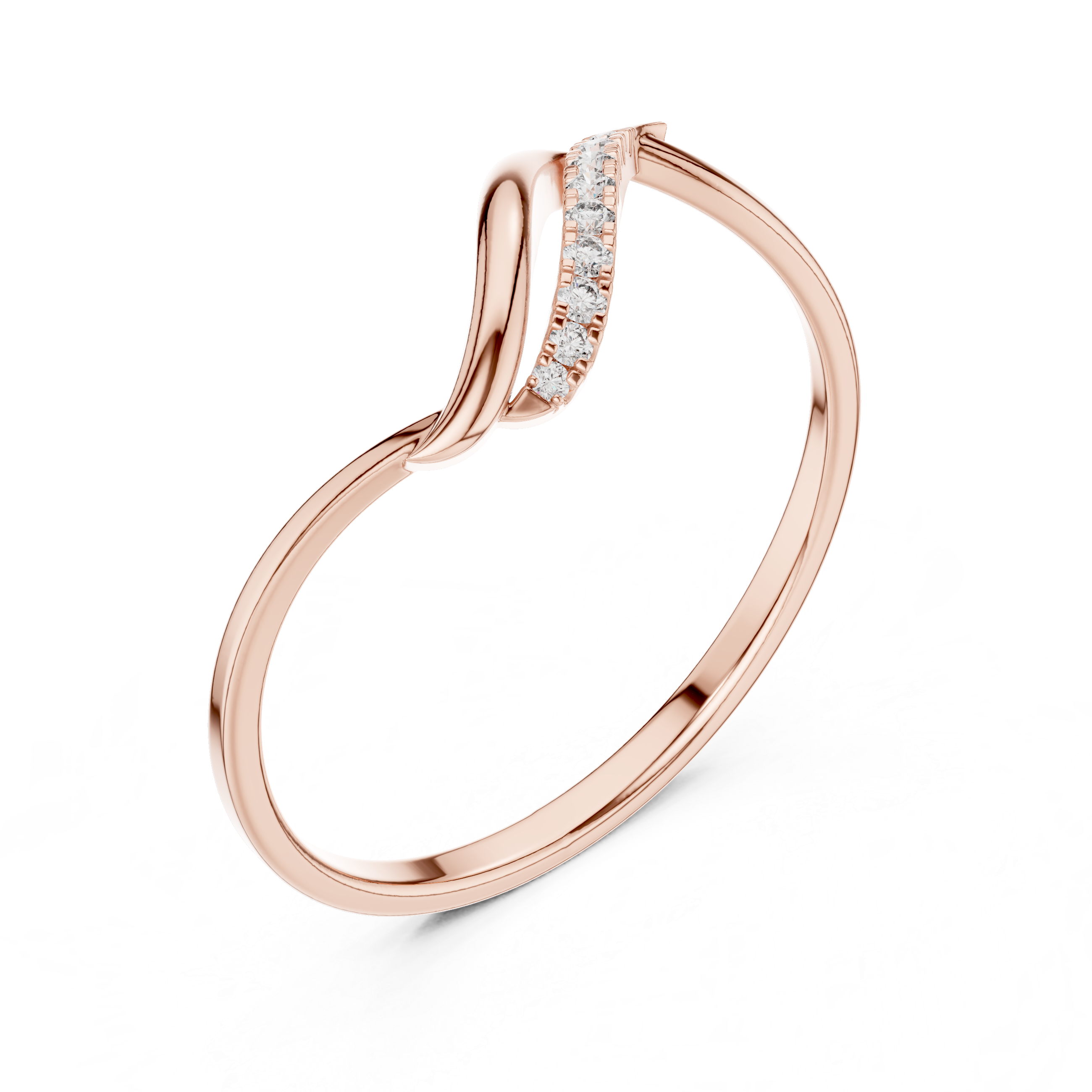 Wave Curve Diamond Ring – Elegant Flow Minimal Design