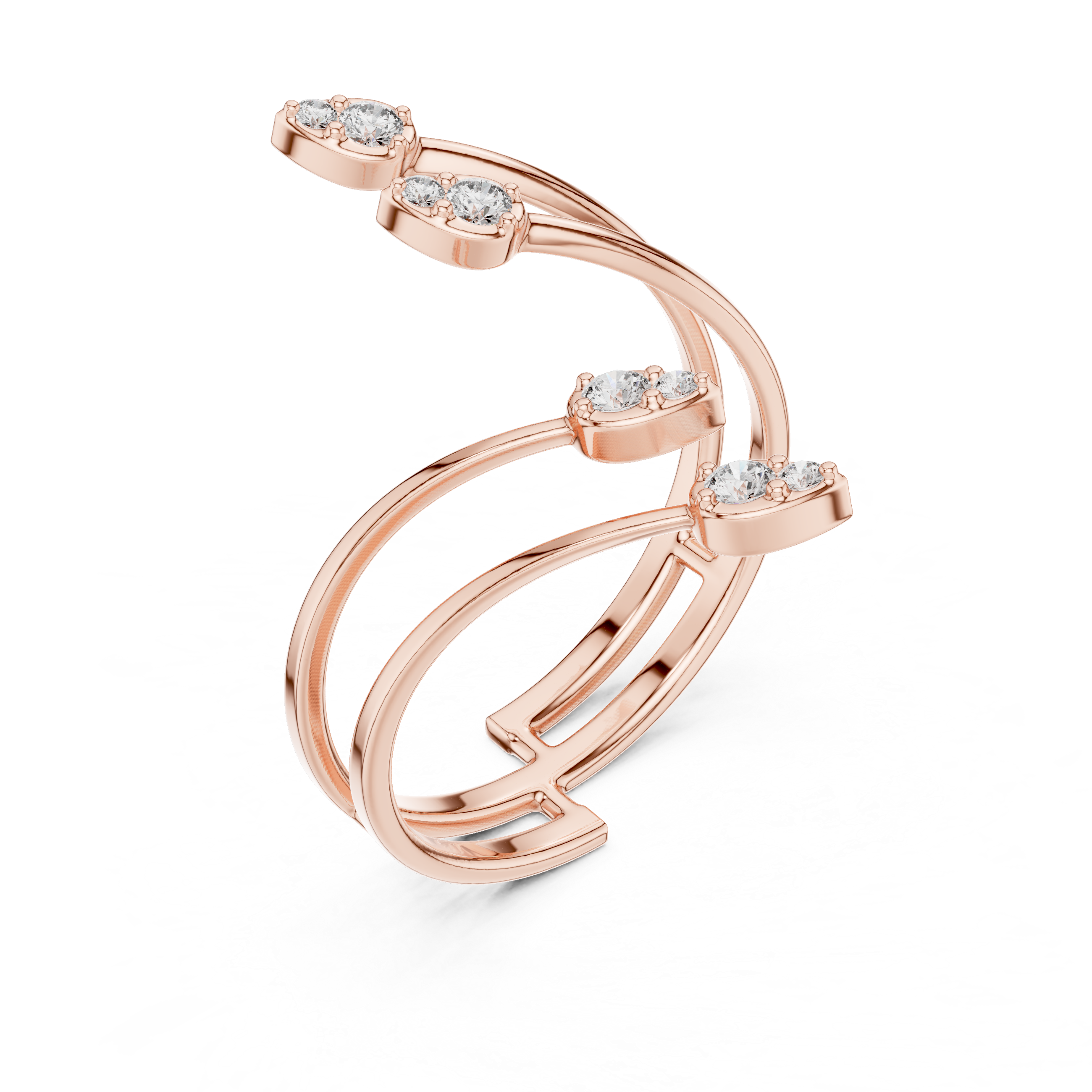 Multi-Arrow Diamond Ring – Modern Layered Statement Design