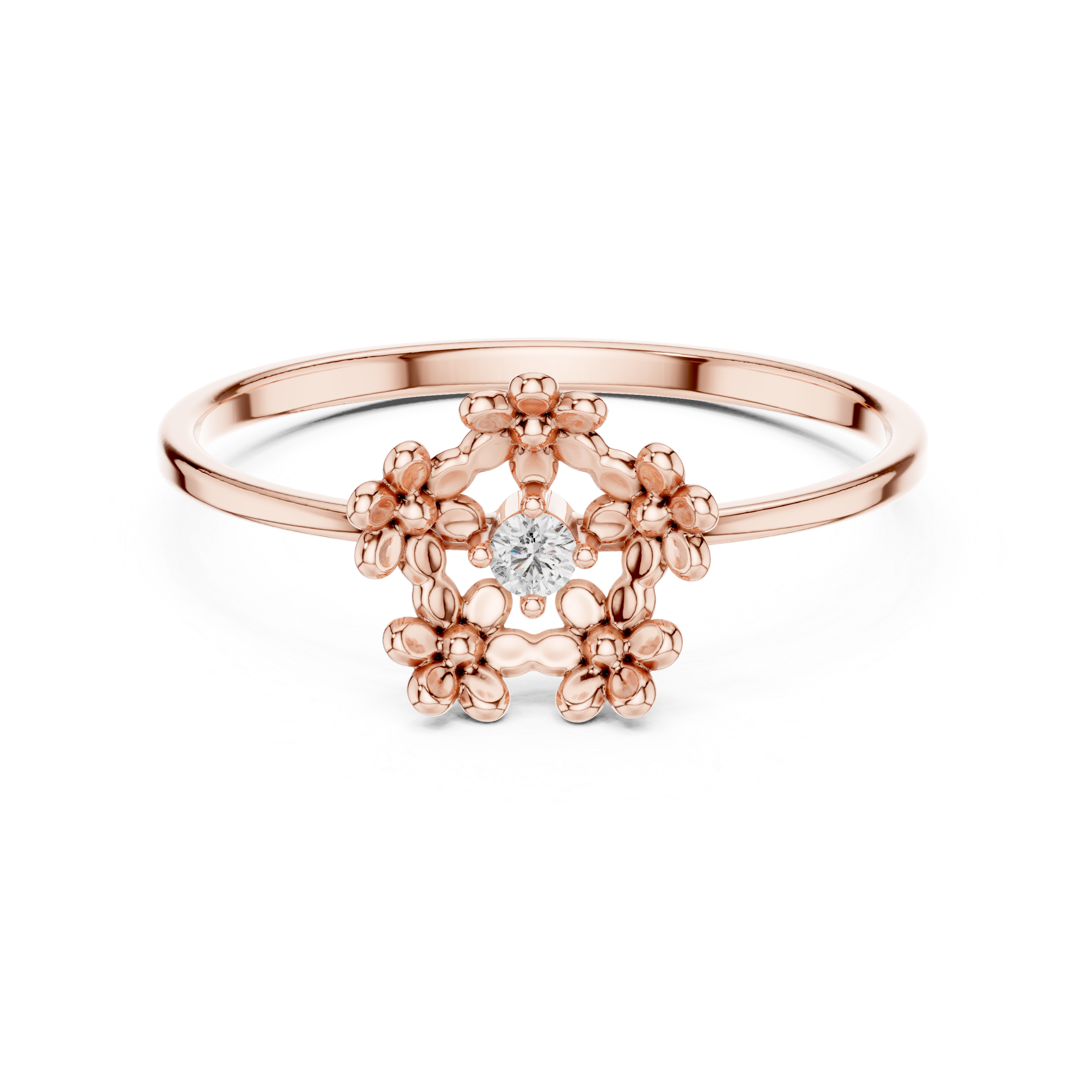 Floral Halo Diamond Ring – Delicate Blossom Design