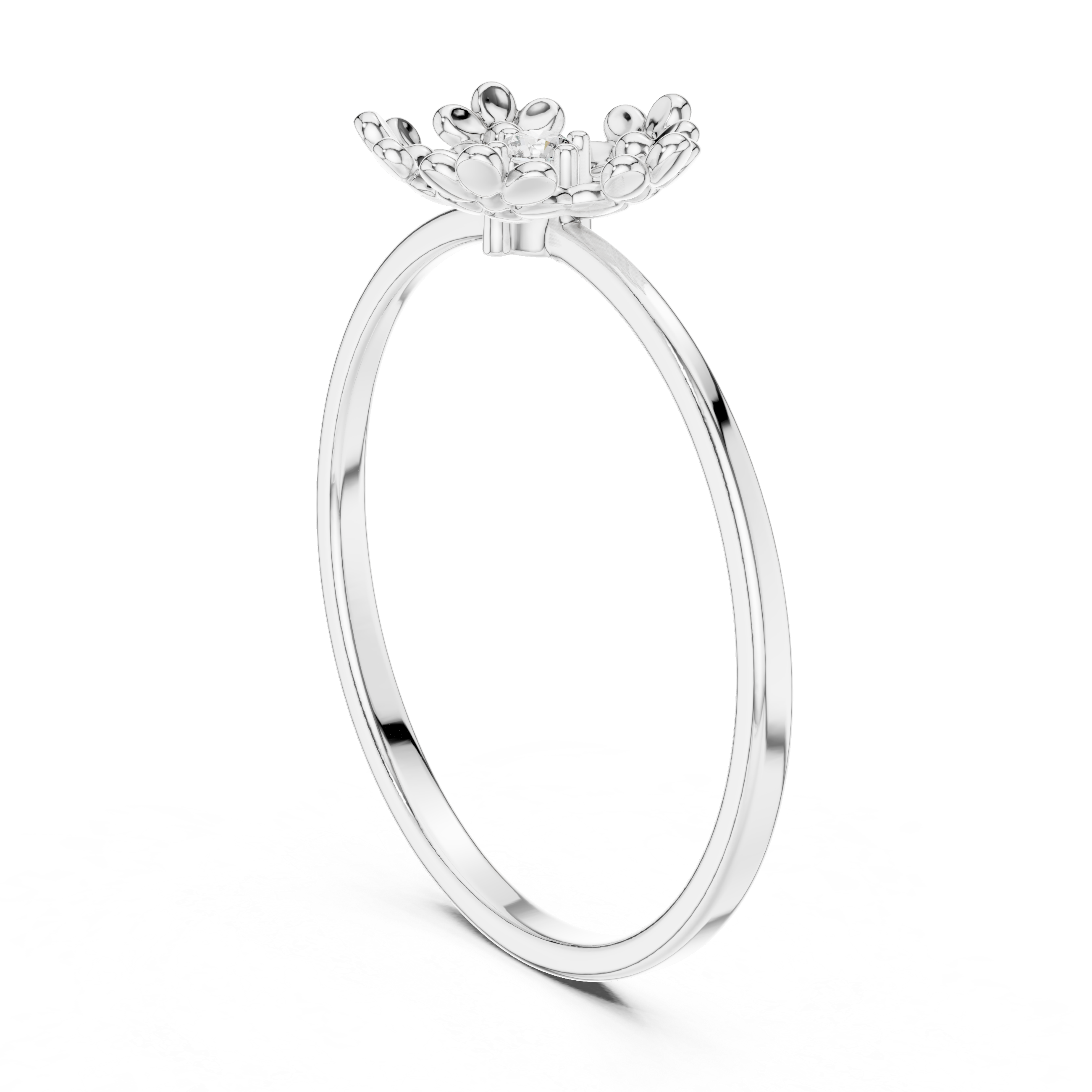 Floral Halo Diamond Ring – Delicate Blossom Design