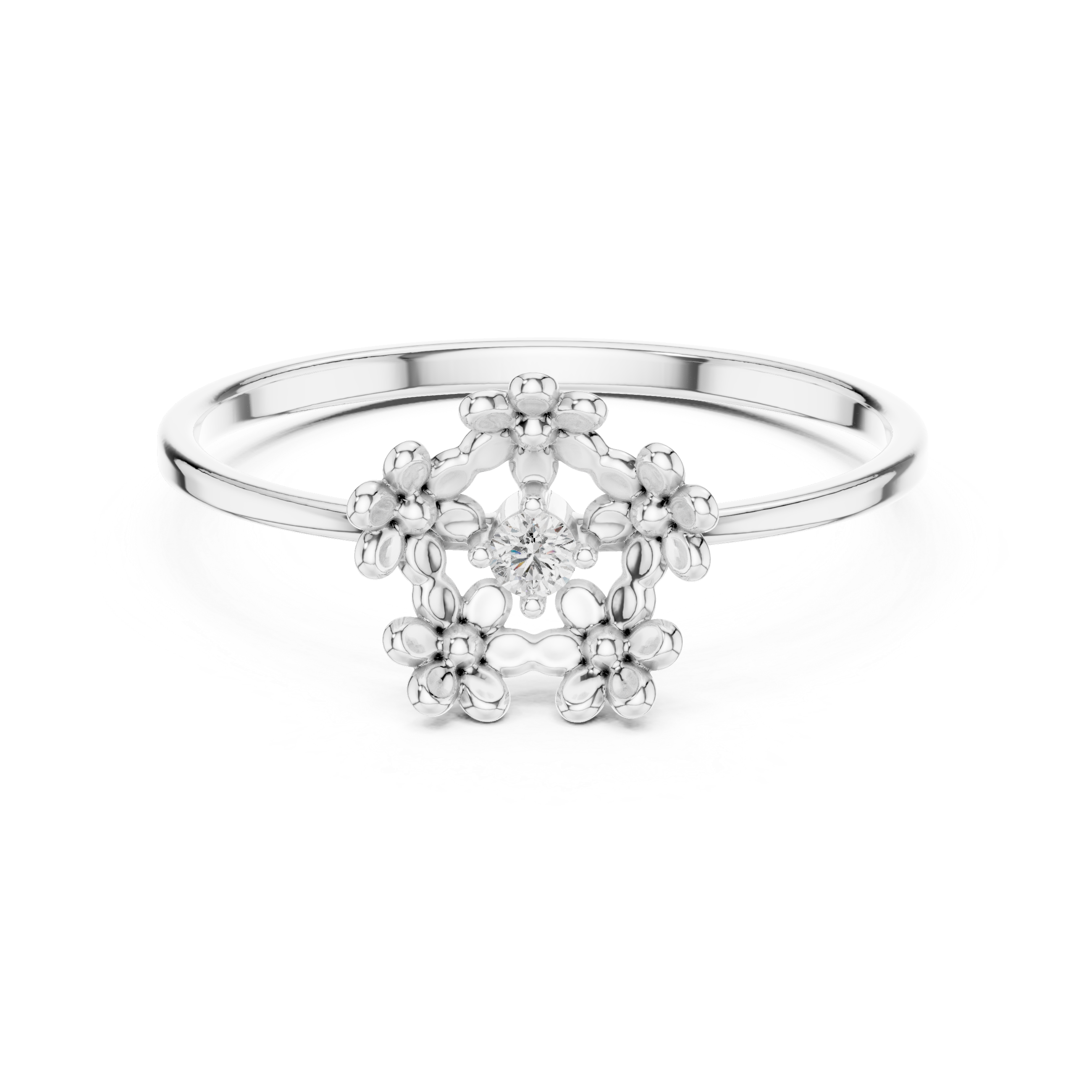 Floral Halo Diamond Ring – Delicate Blossom Design