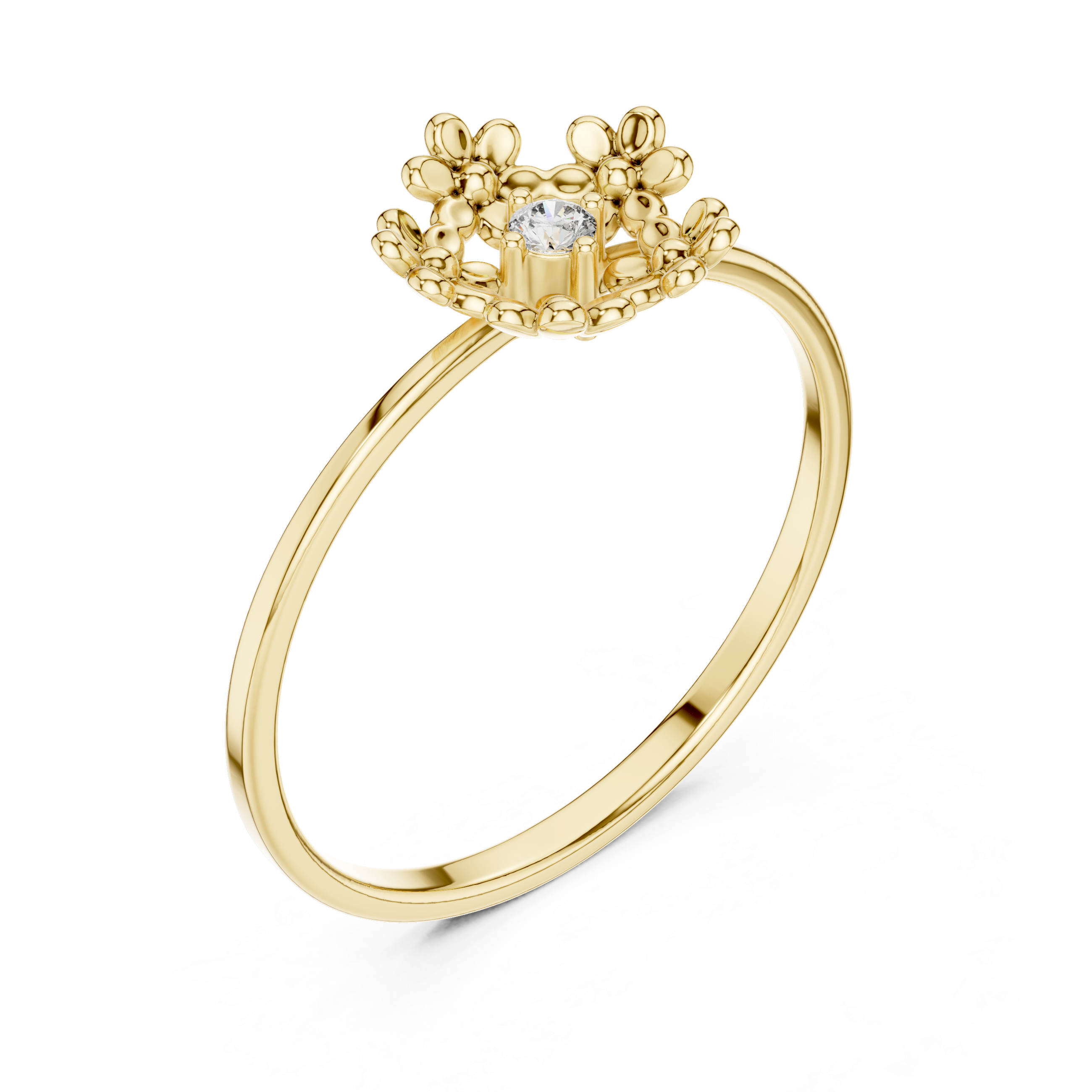 Floral Halo Diamond Ring – Delicate Blossom Design