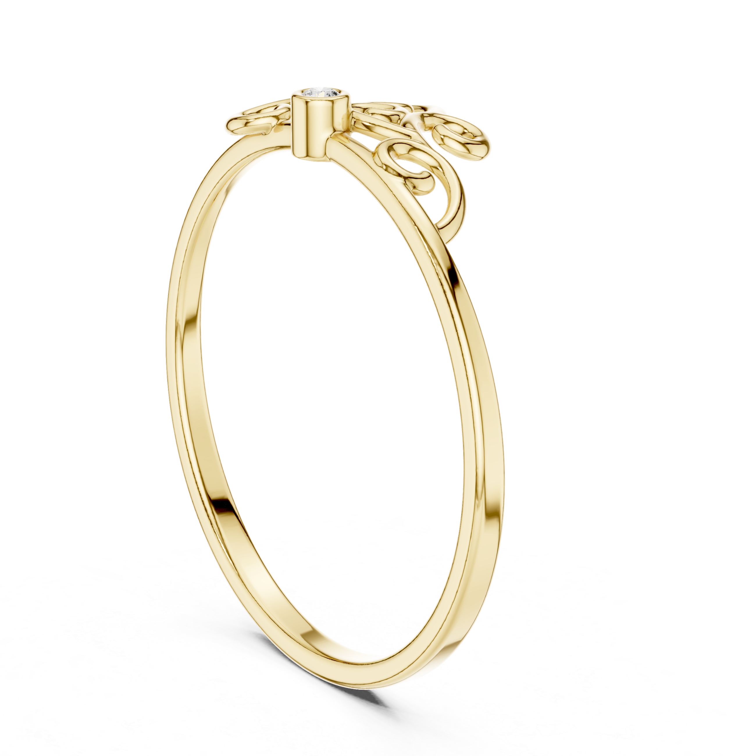 Minimalist Scroll Diamond Ring – Elegant Filigree Design