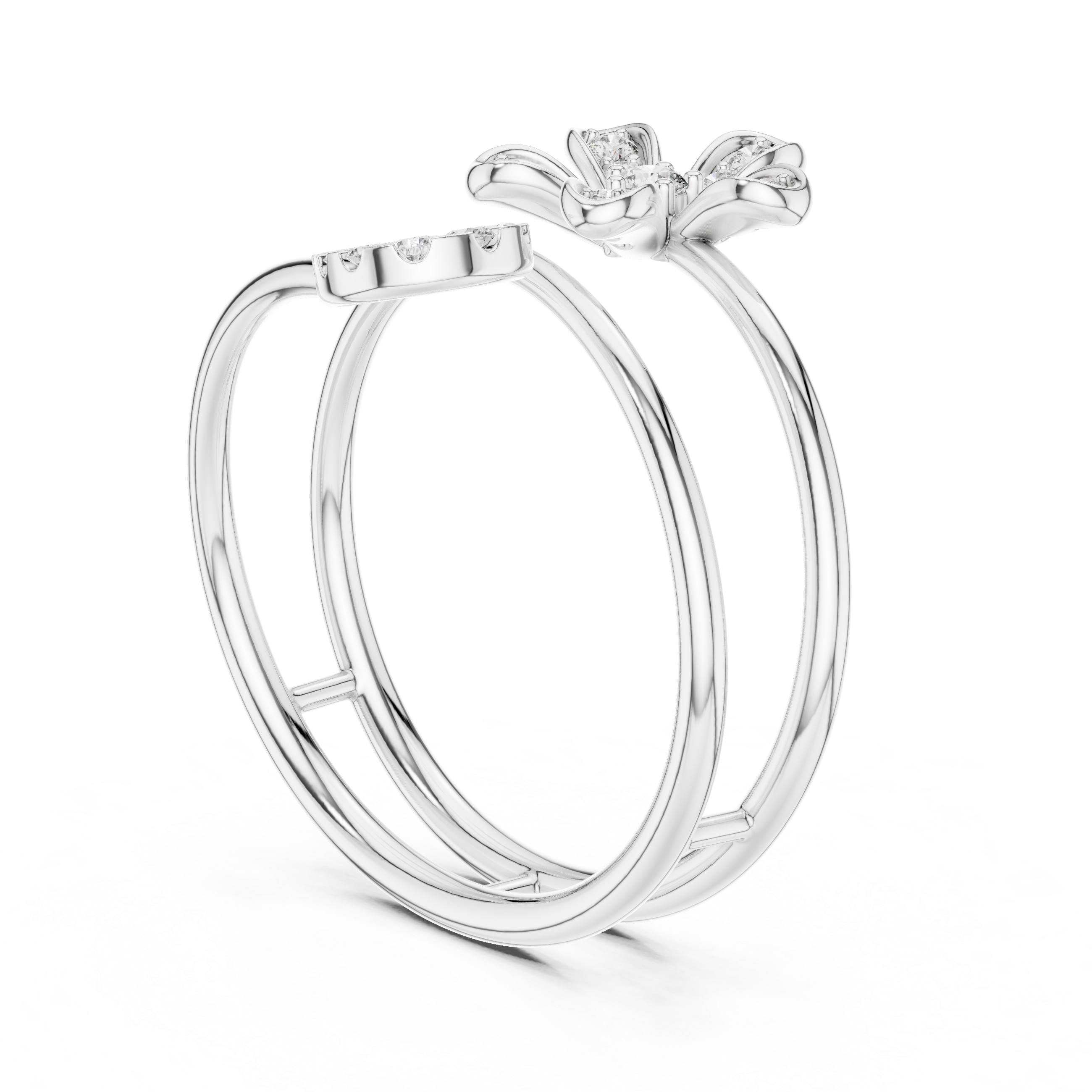 Floral Halo Wrap Diamond Ring – Double Band Statement Design