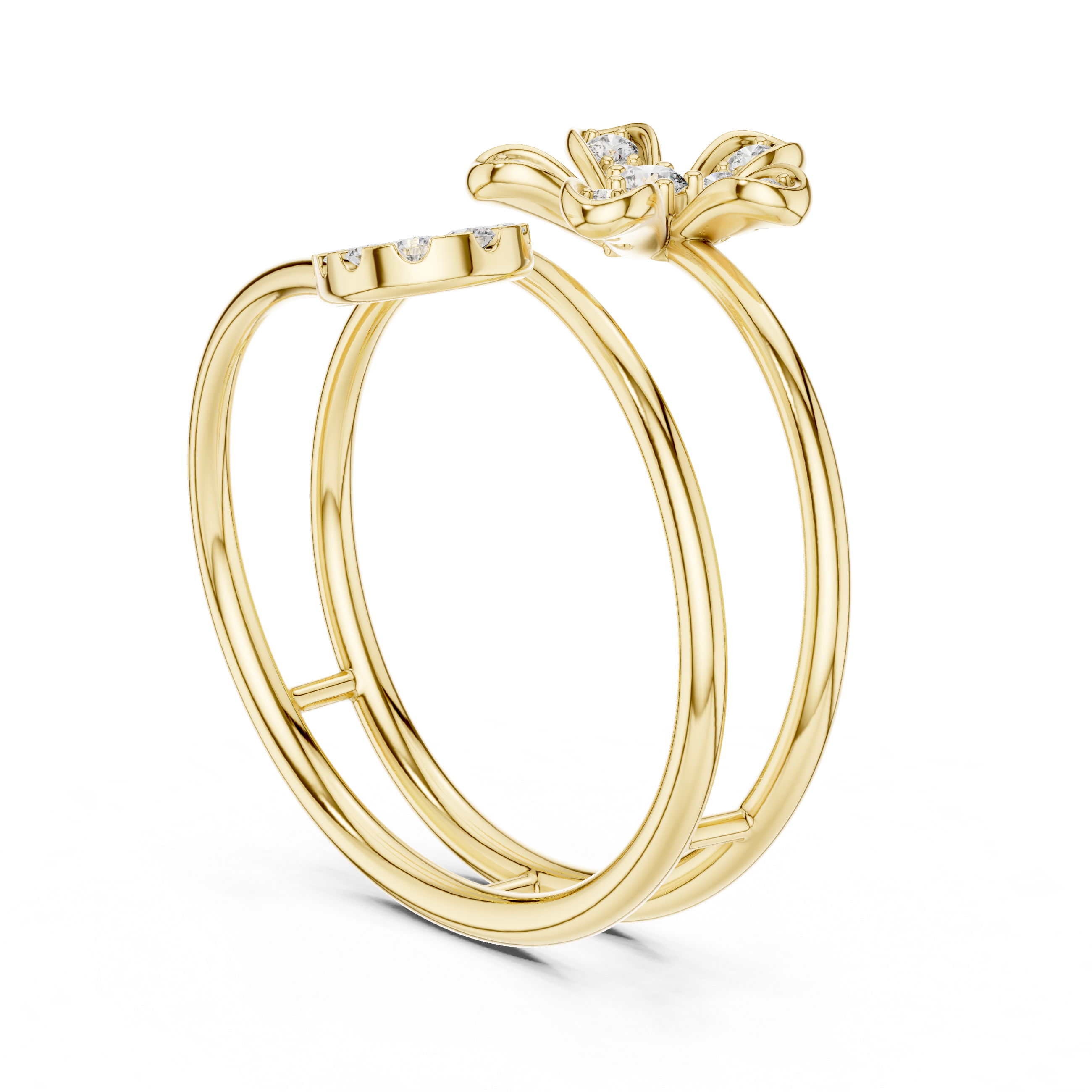 Floral Halo Wrap Diamond Ring – Double Band Statement Design