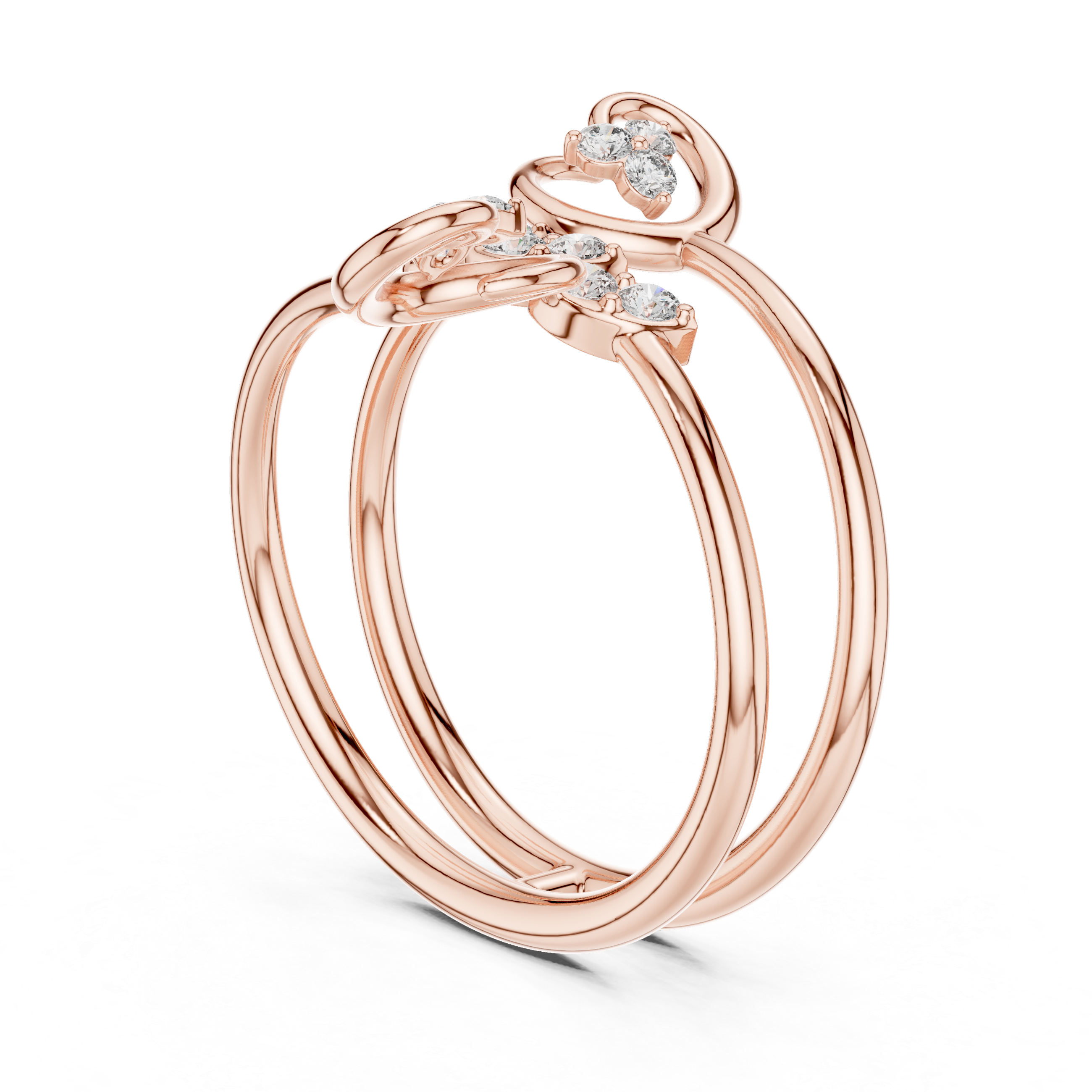 Triple Band Spiral Diamond Ring – Open Wrap Elegant Design