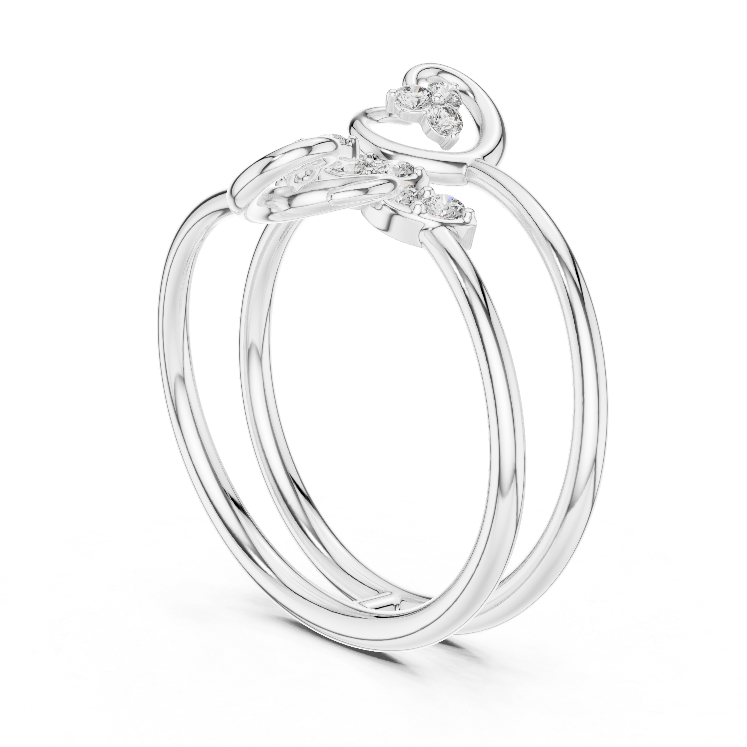 Triple Band Spiral Diamond Ring – Open Wrap Elegant Design