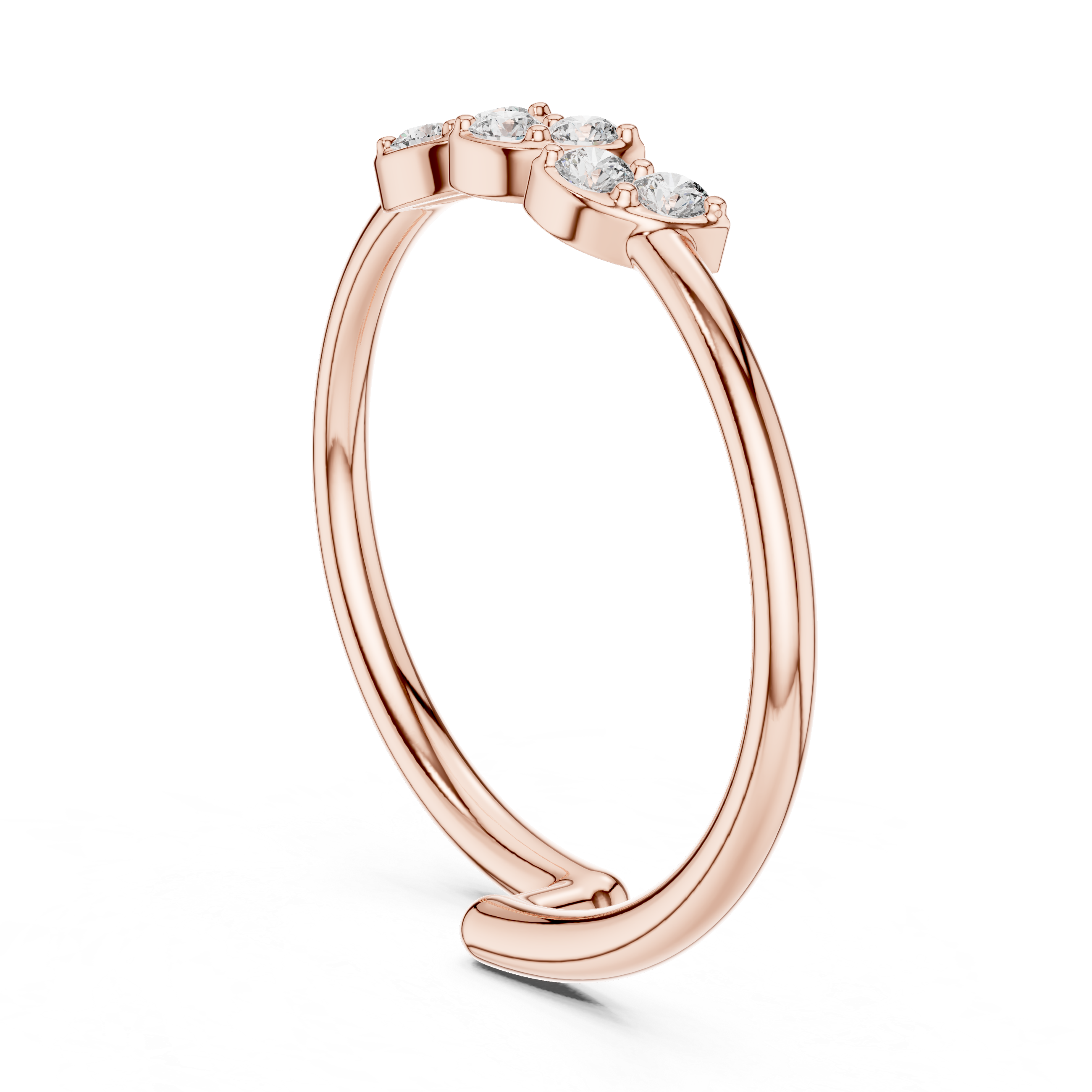 Minimal Open Band Diamond Ring – Triple Marquise Cluster Design