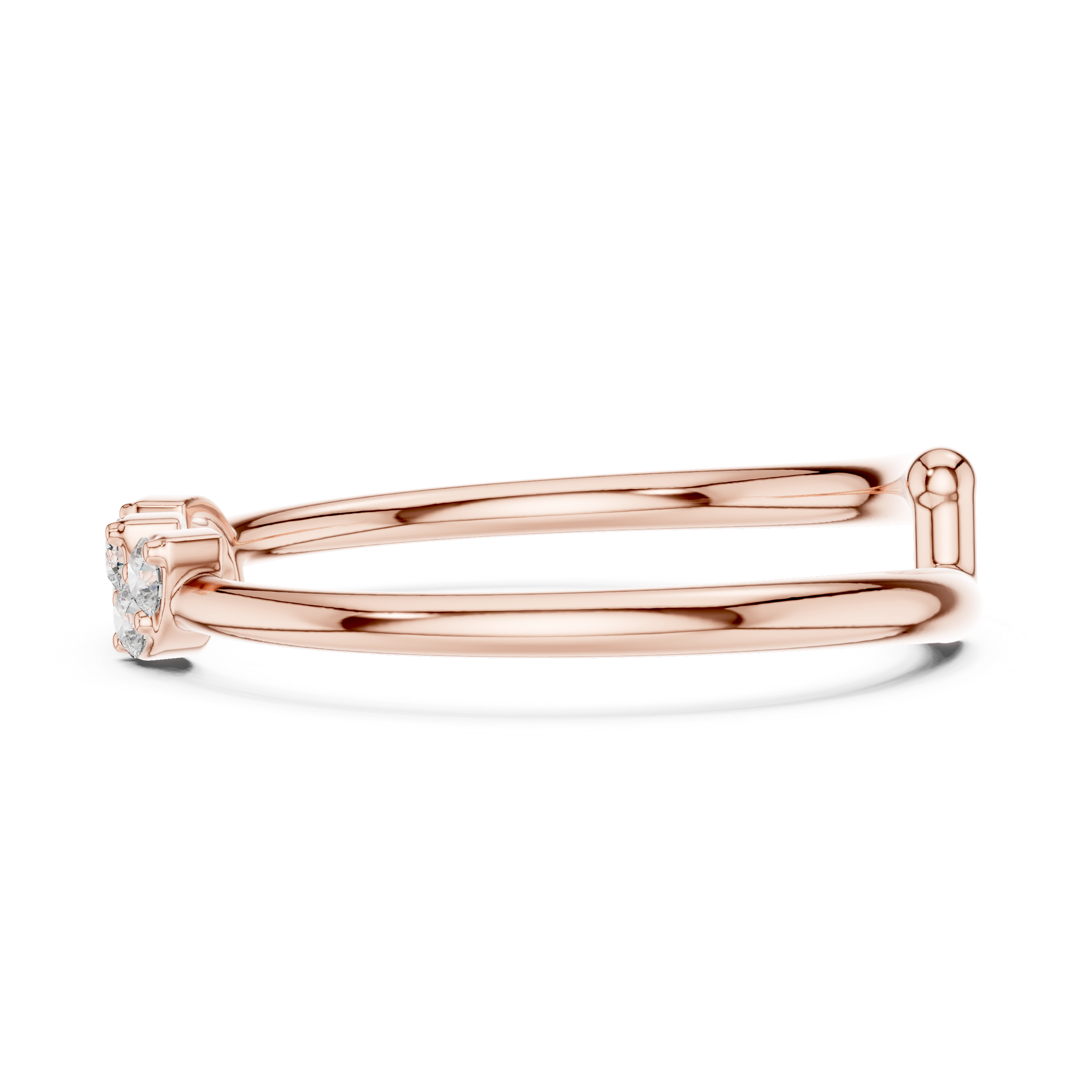 Minimal Open Band Diamond Ring – Triple Marquise Cluster Design