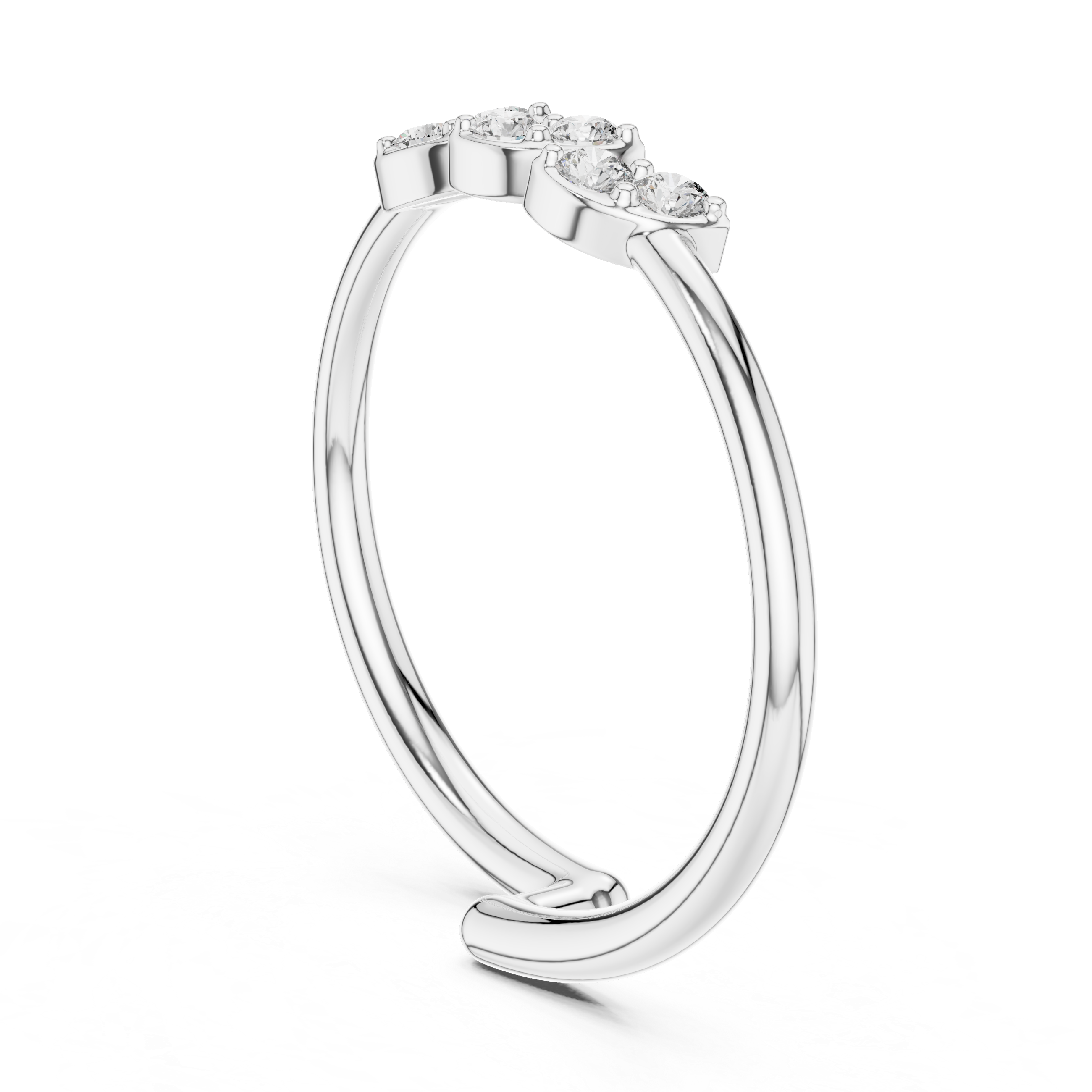 Minimal Open Band Diamond Ring – Triple Marquise Cluster Design