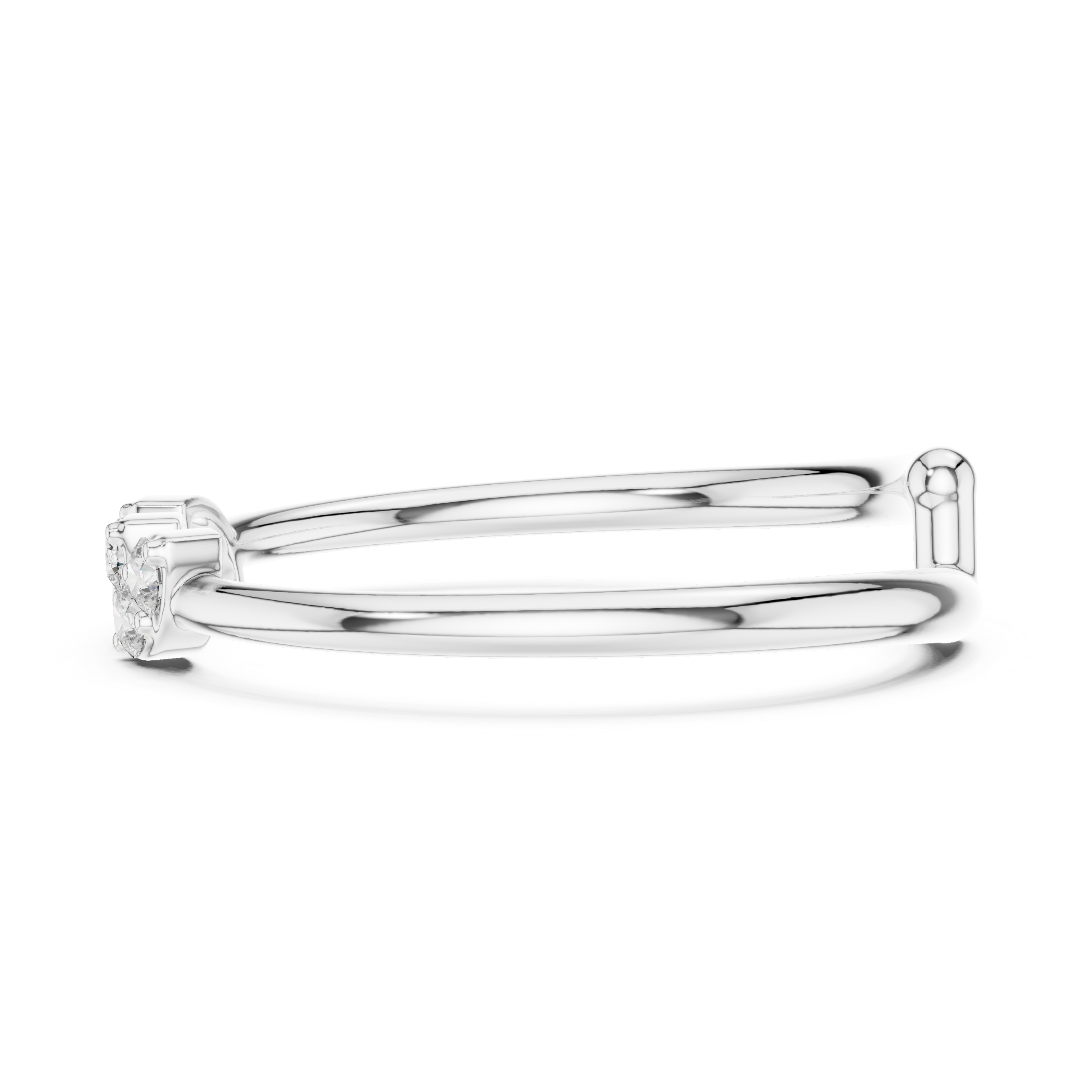 Minimal Open Band Diamond Ring – Triple Marquise Cluster Design
