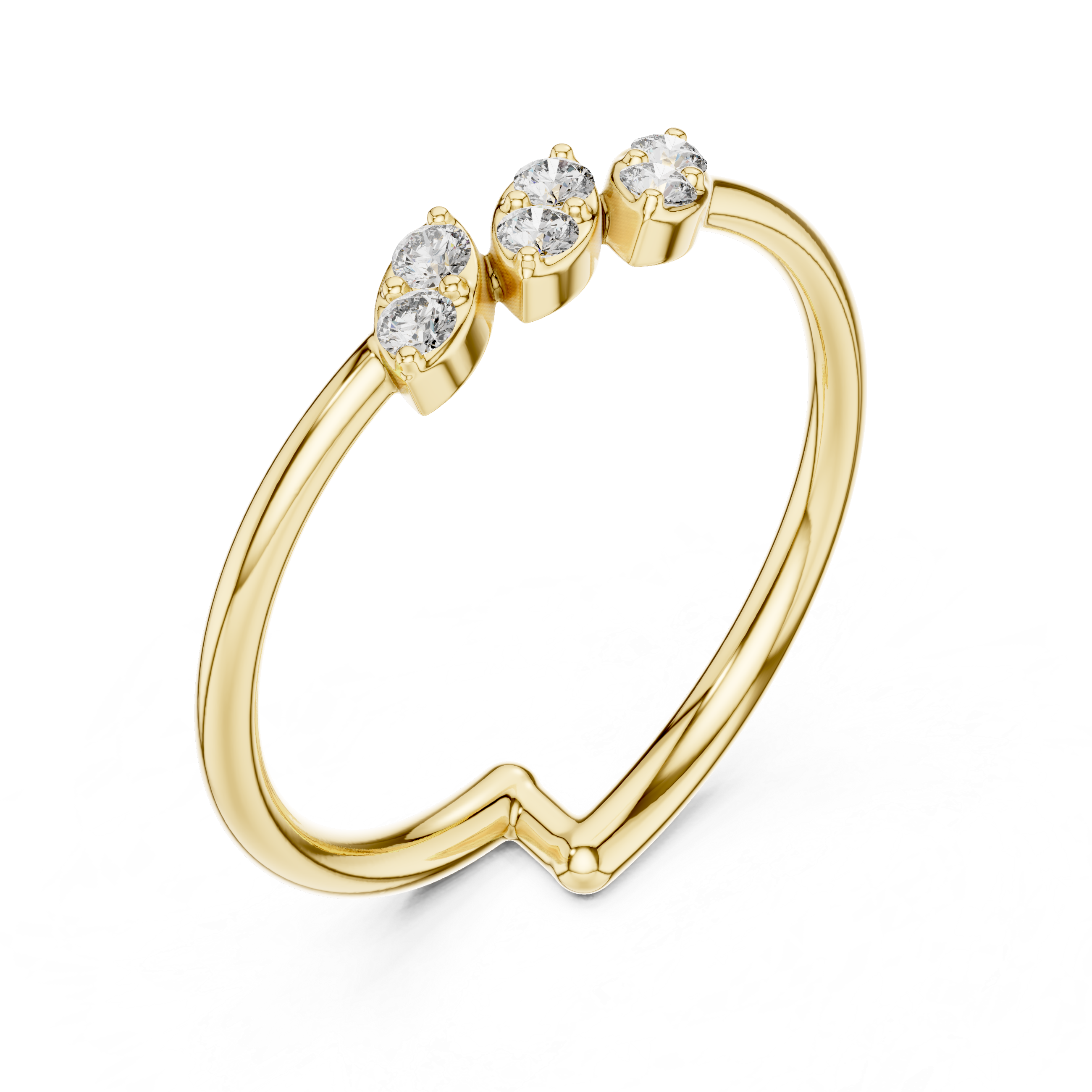 Minimal Open Band Diamond Ring – Triple Marquise Cluster Design