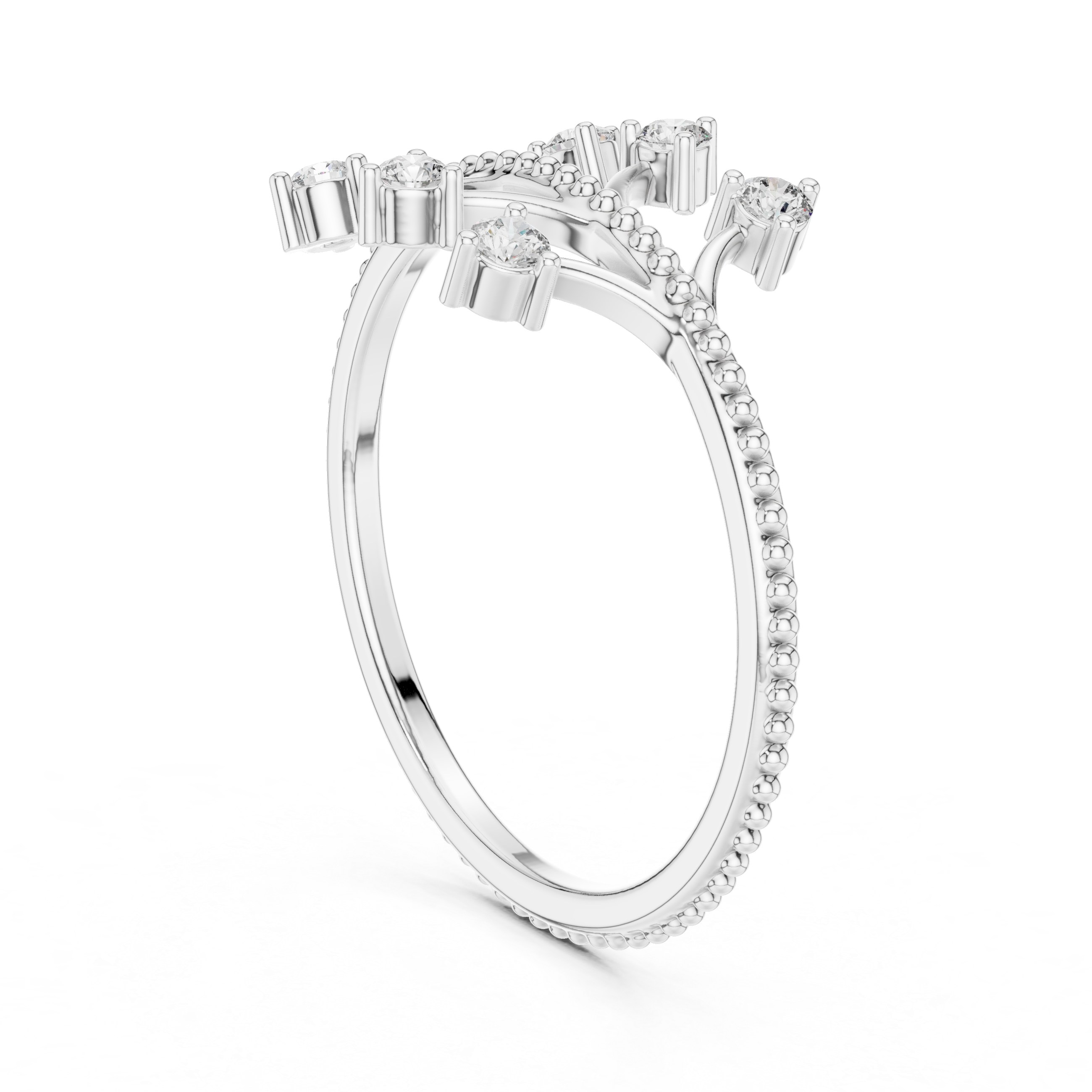 Modern Open Curve Diamond Ring – Floating Multi-Stone Minimal Design