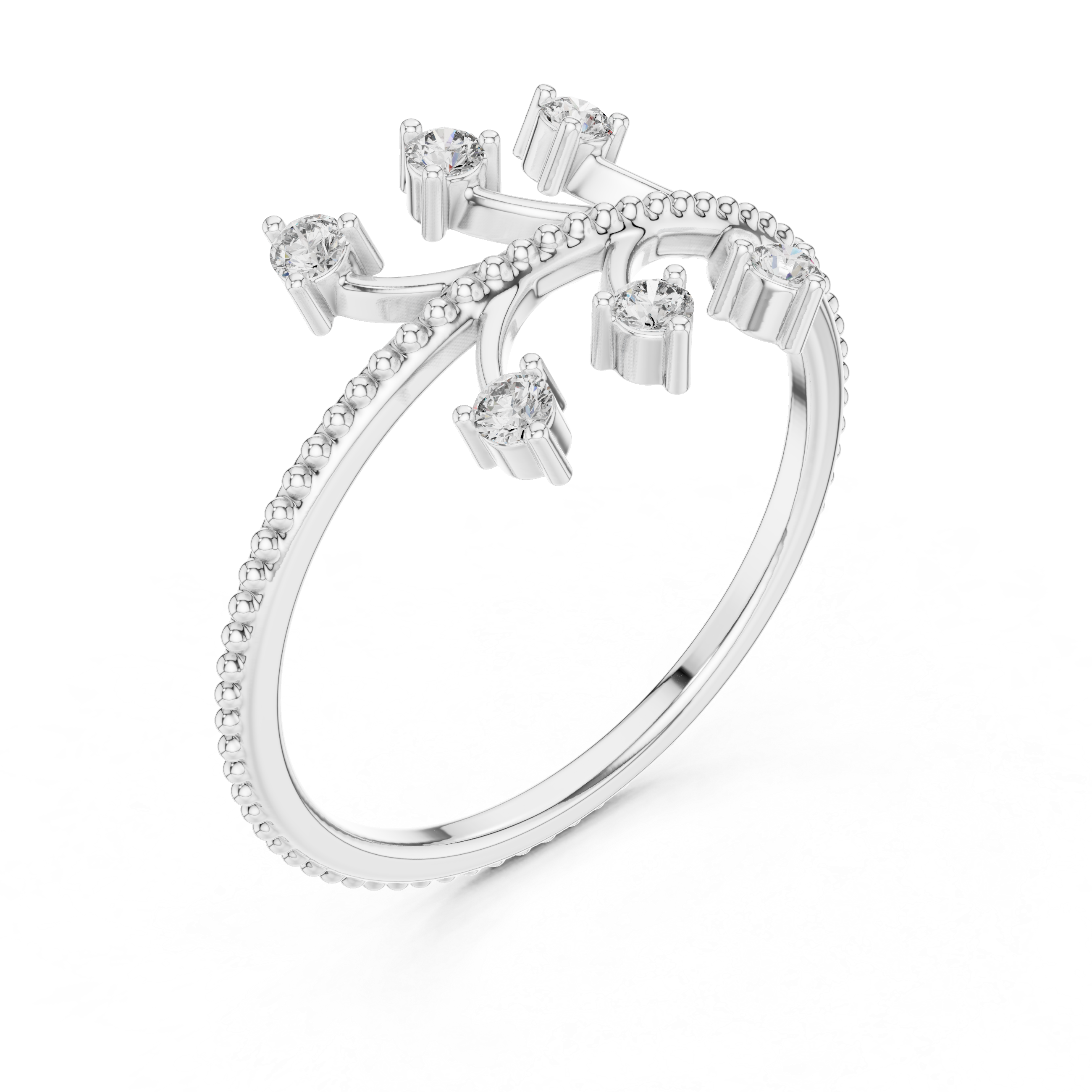 Modern Open Curve Diamond Ring – Floating Multi-Stone Minimal Design