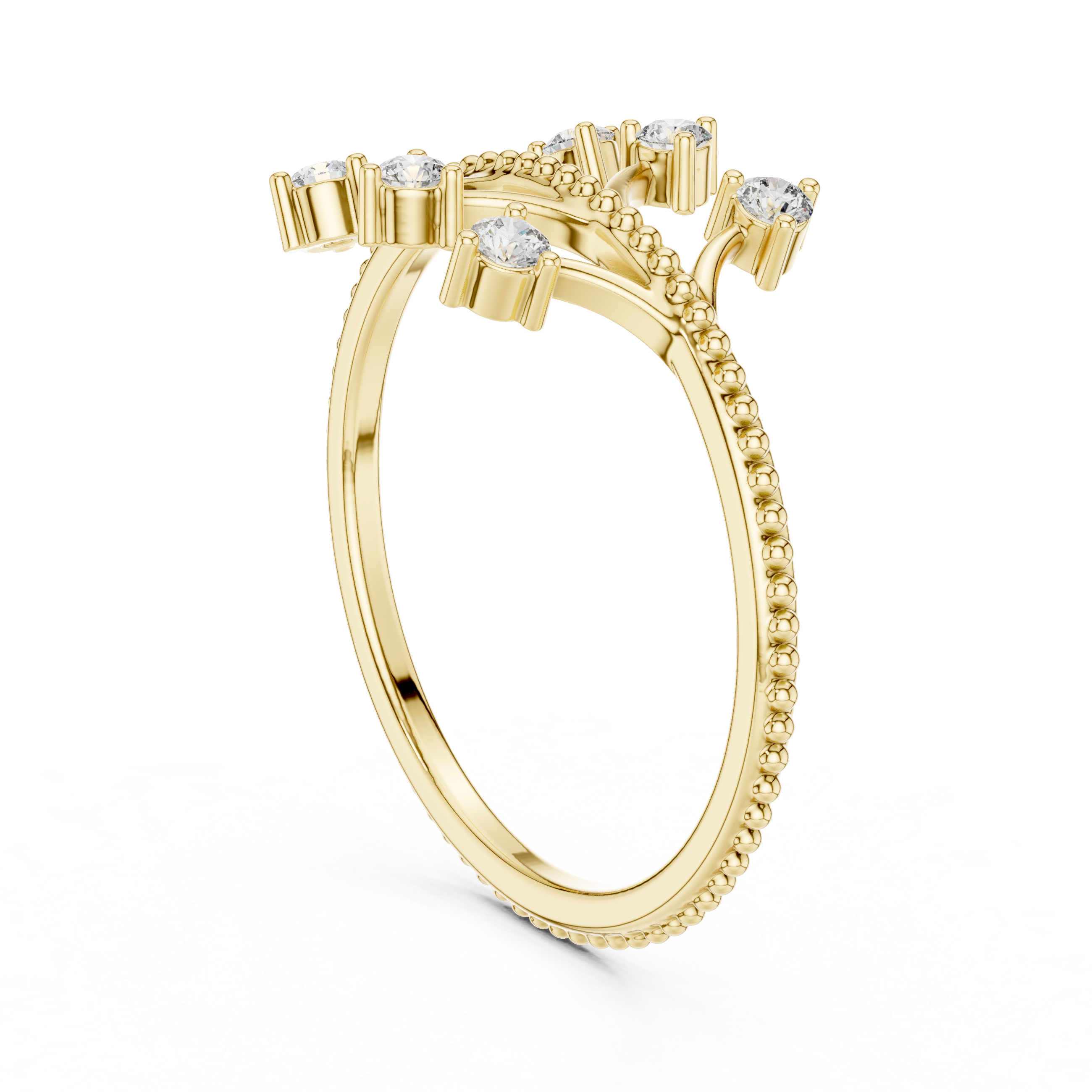 Modern Open Curve Diamond Ring – Floating Multi-Stone Minimal Design