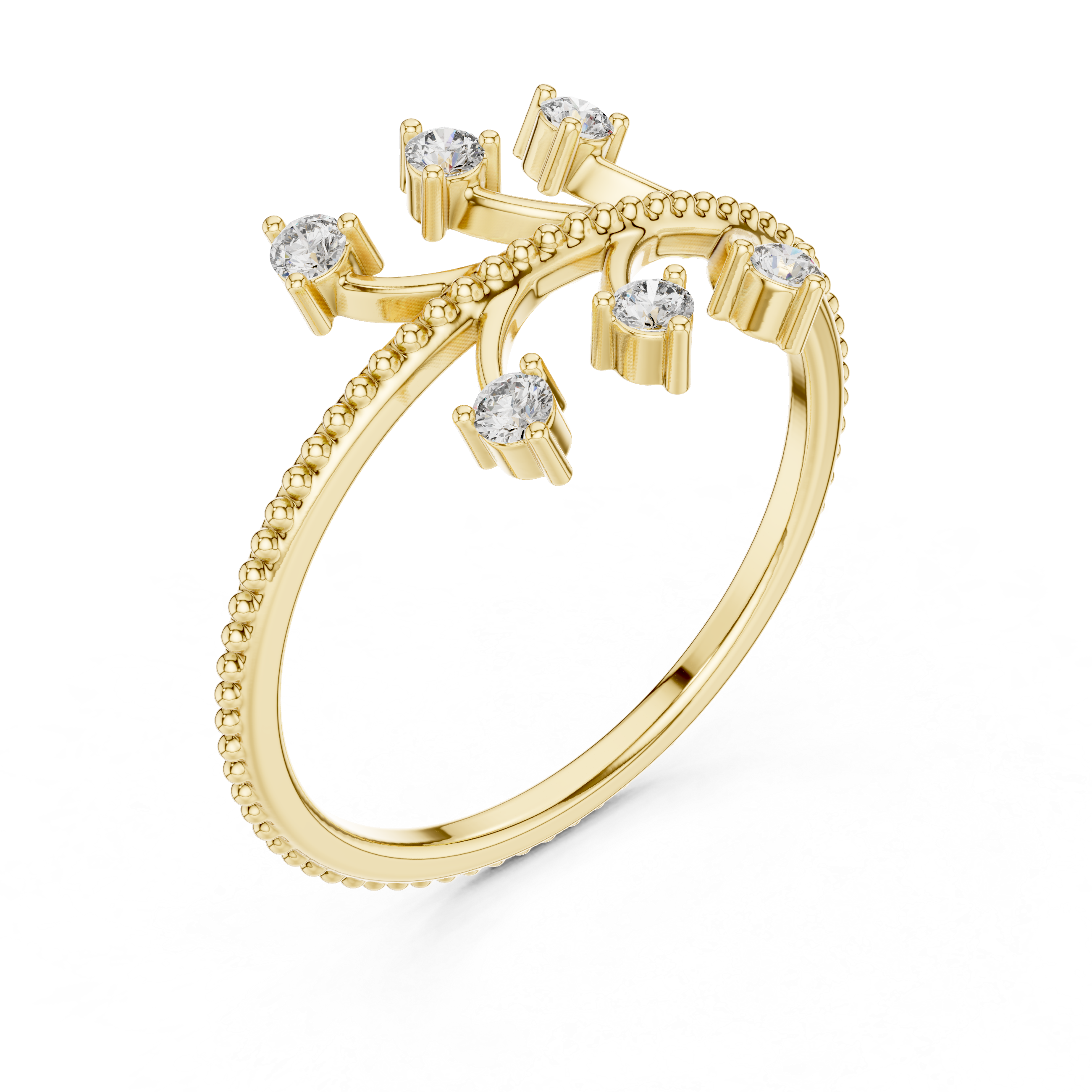 Modern Open Curve Diamond Ring – Floating Multi-Stone Minimal Design