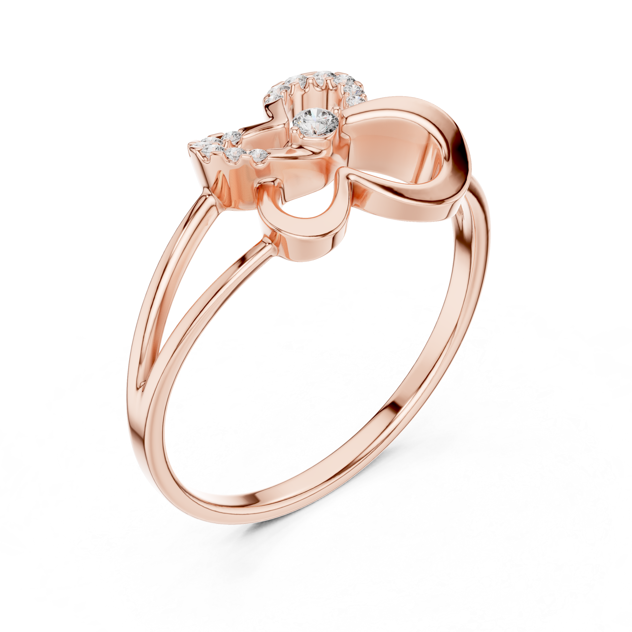 Minimalist Butterfly Diamond Ring with Openwork Split Band Design