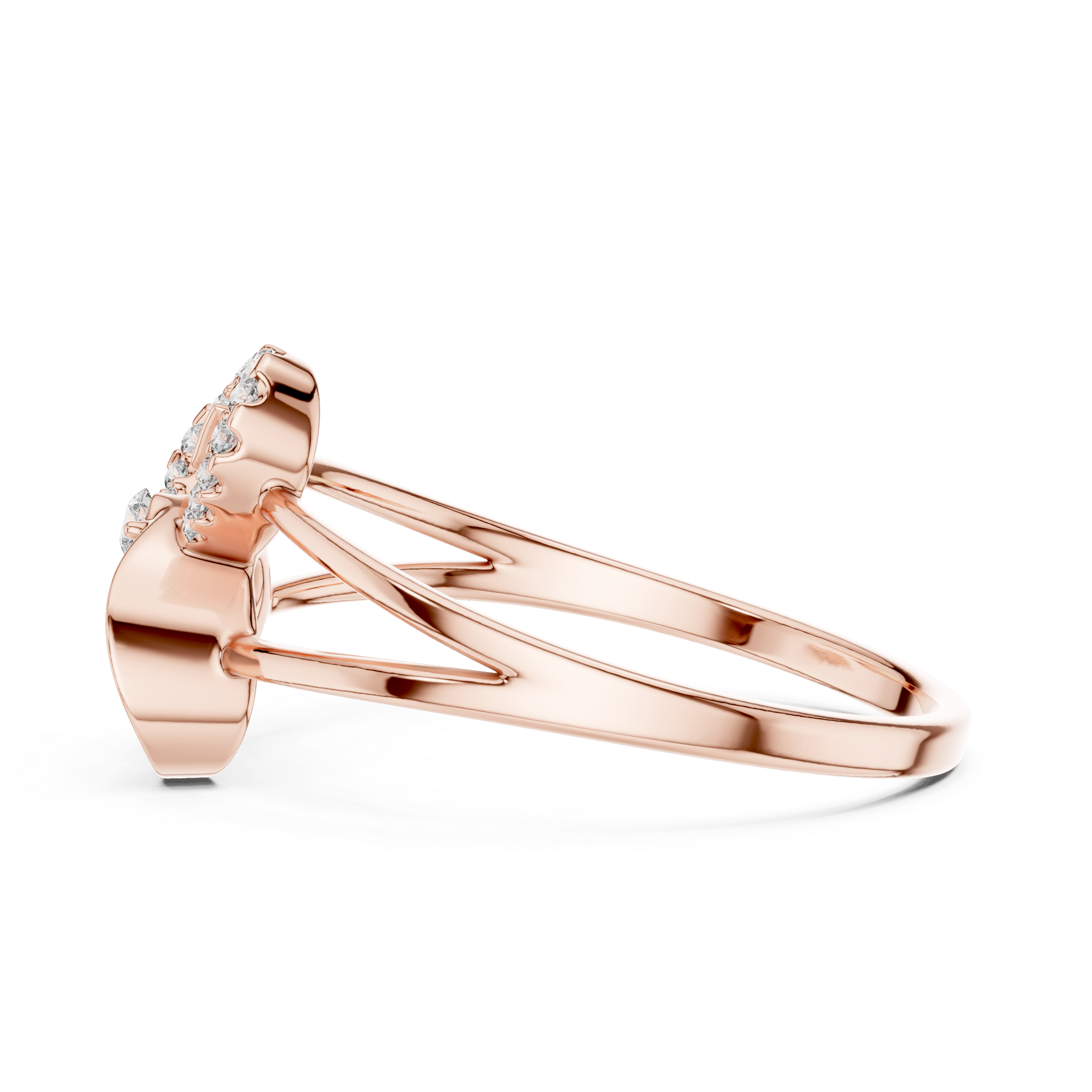 Minimalist Butterfly Diamond Ring with Openwork Split Band Design