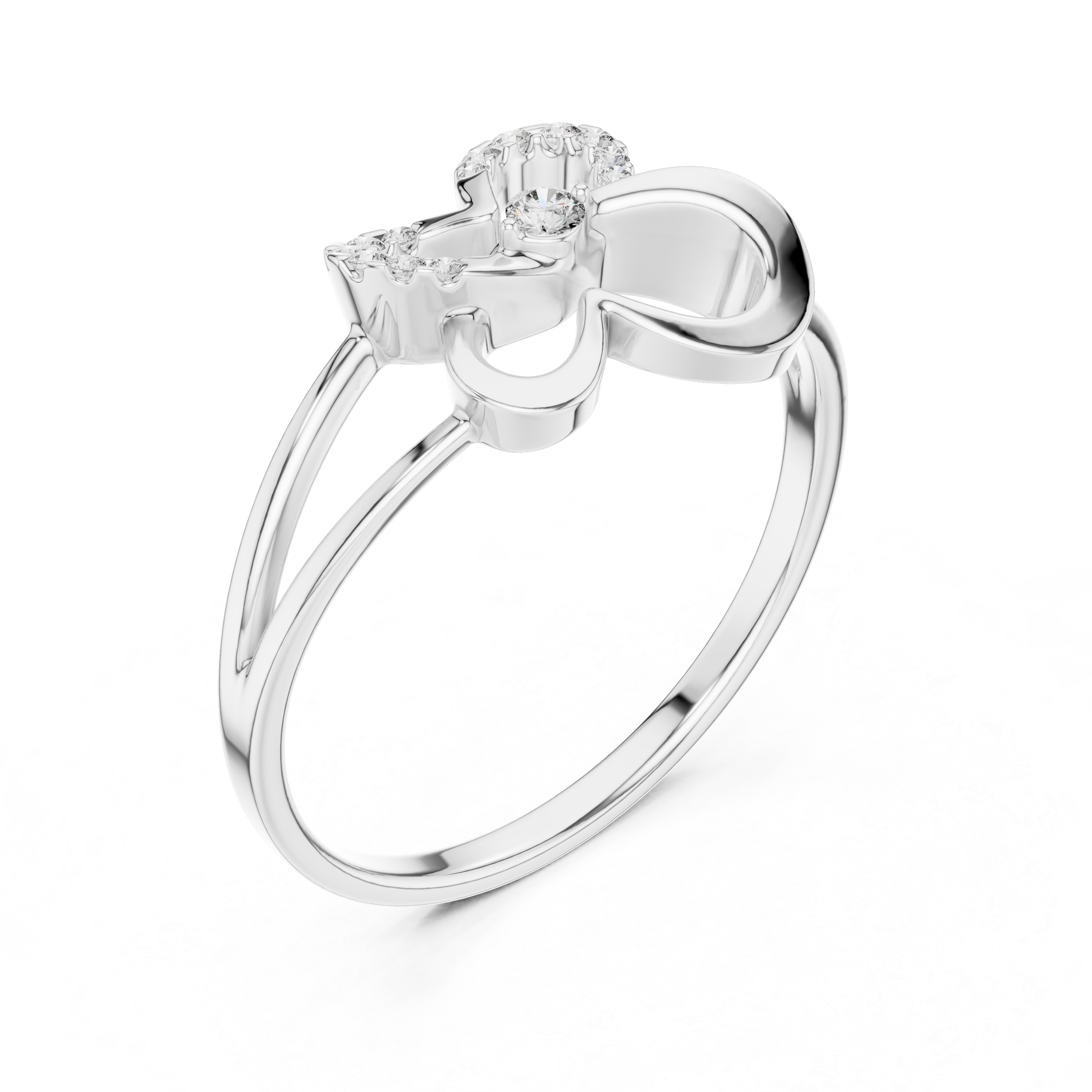Minimalist Butterfly Diamond Ring with Openwork Split Band Design
