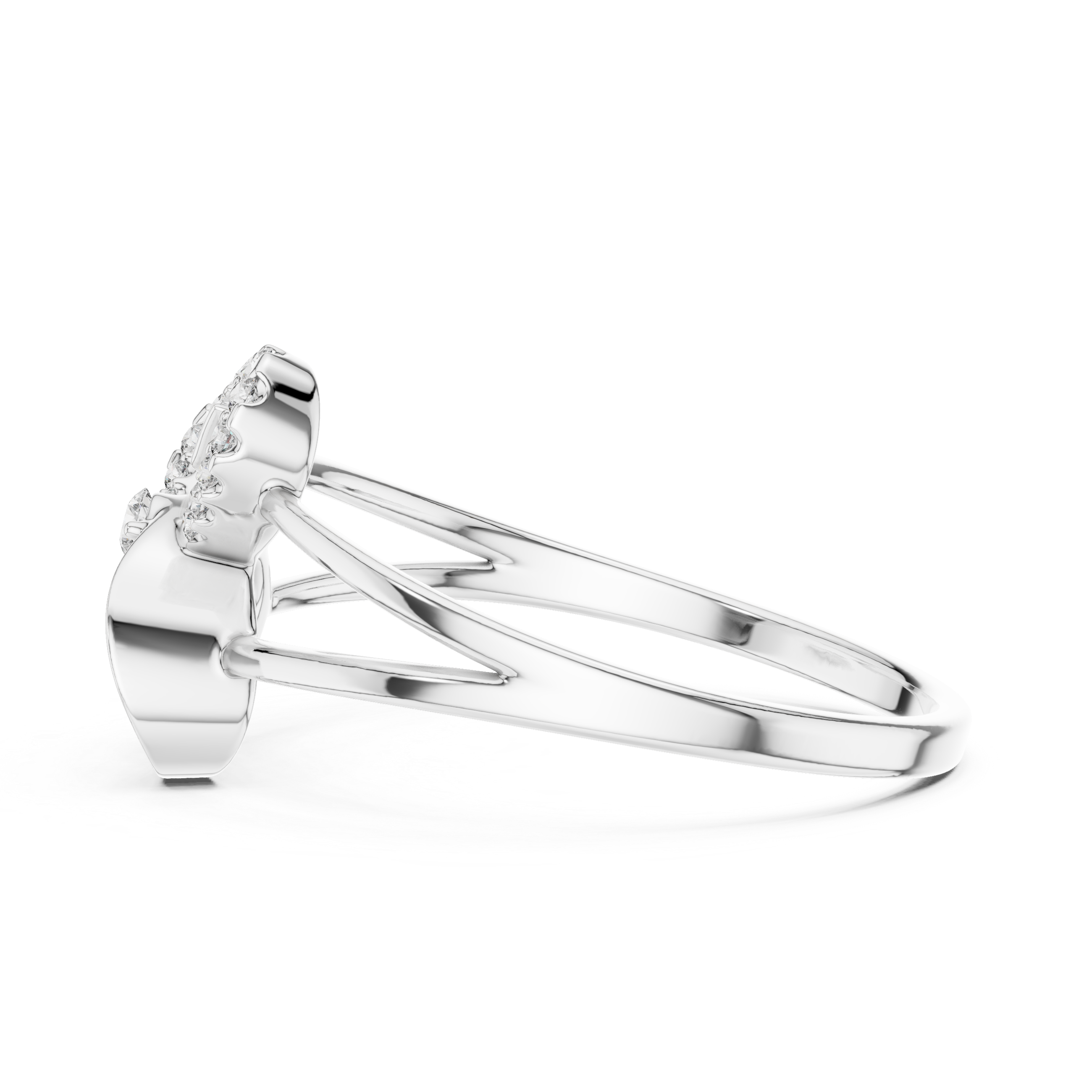 Minimalist Butterfly Diamond Ring with Openwork Split Band Design