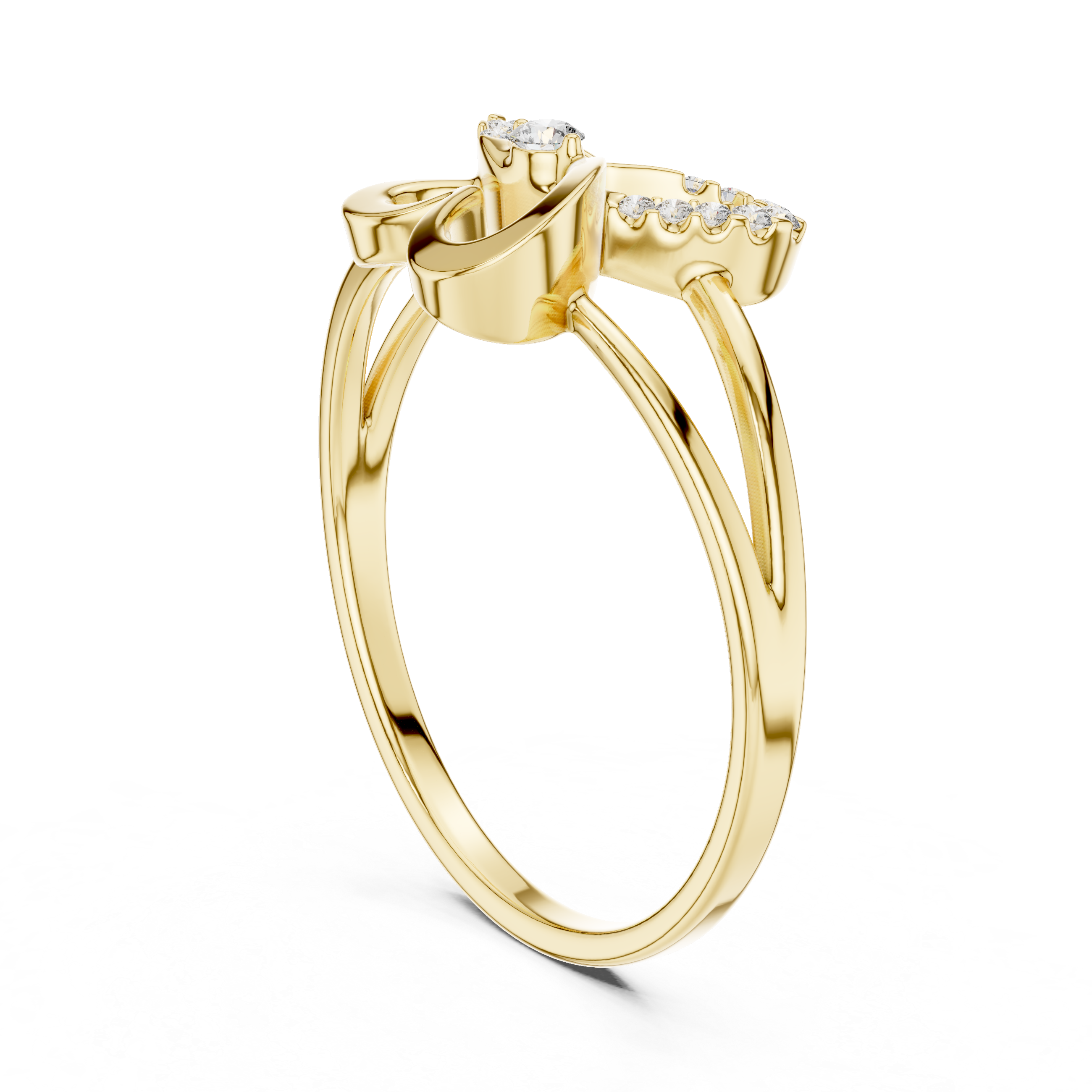 Minimalist Butterfly Diamond Ring with Openwork Split Band Design