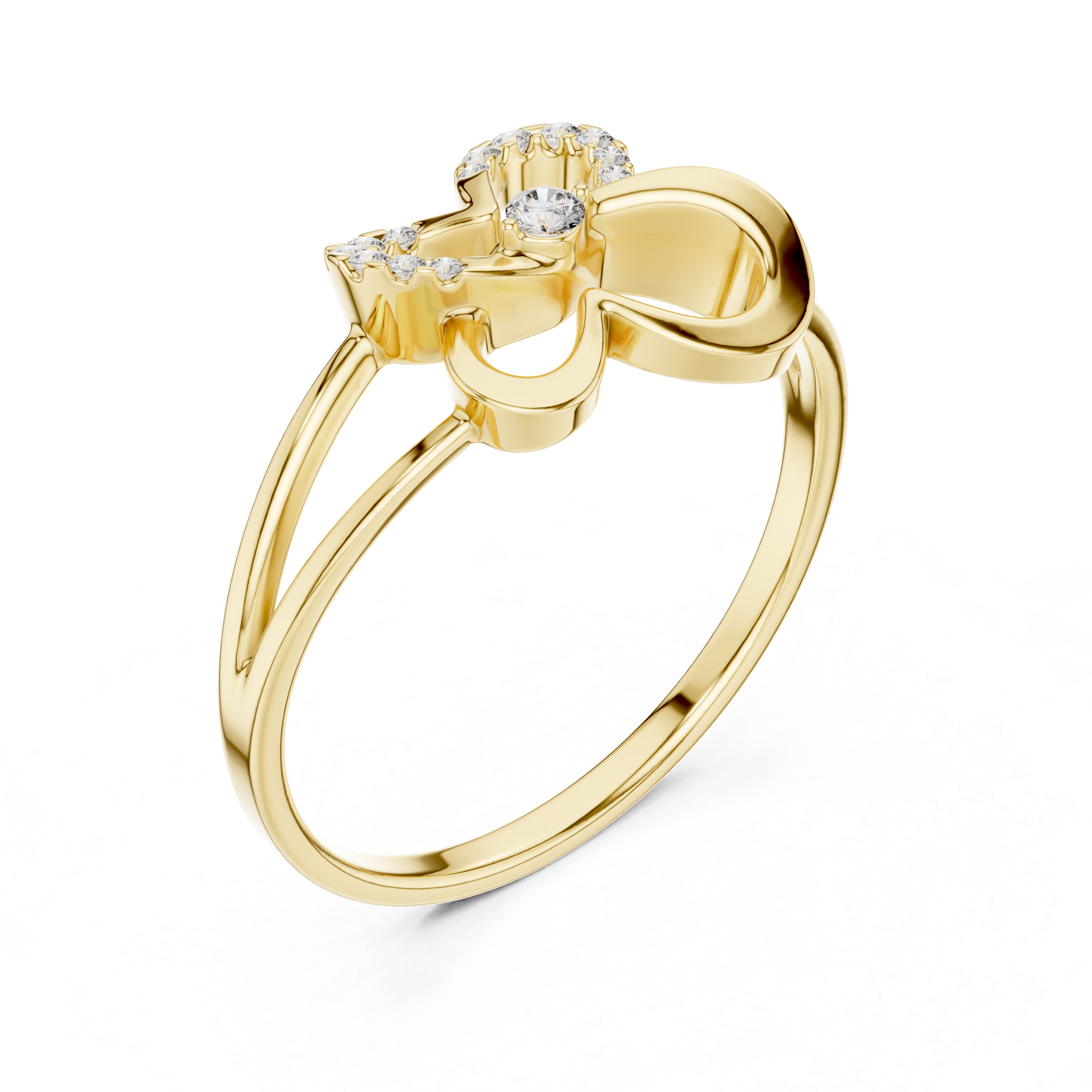 Minimalist Butterfly Diamond Ring with Openwork Split Band Design