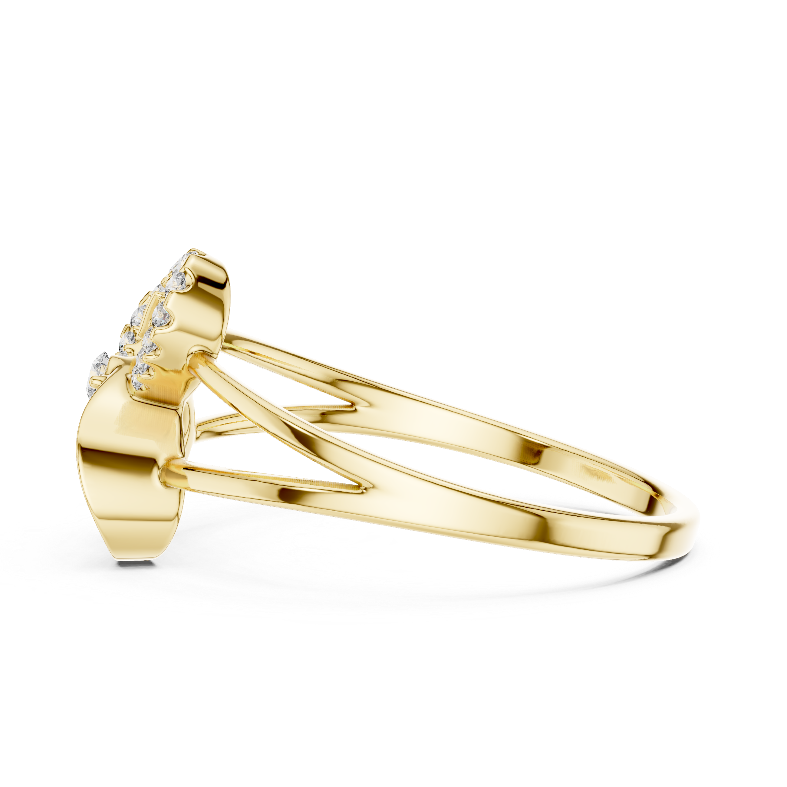 Minimalist Butterfly Diamond Ring with Openwork Split Band Design