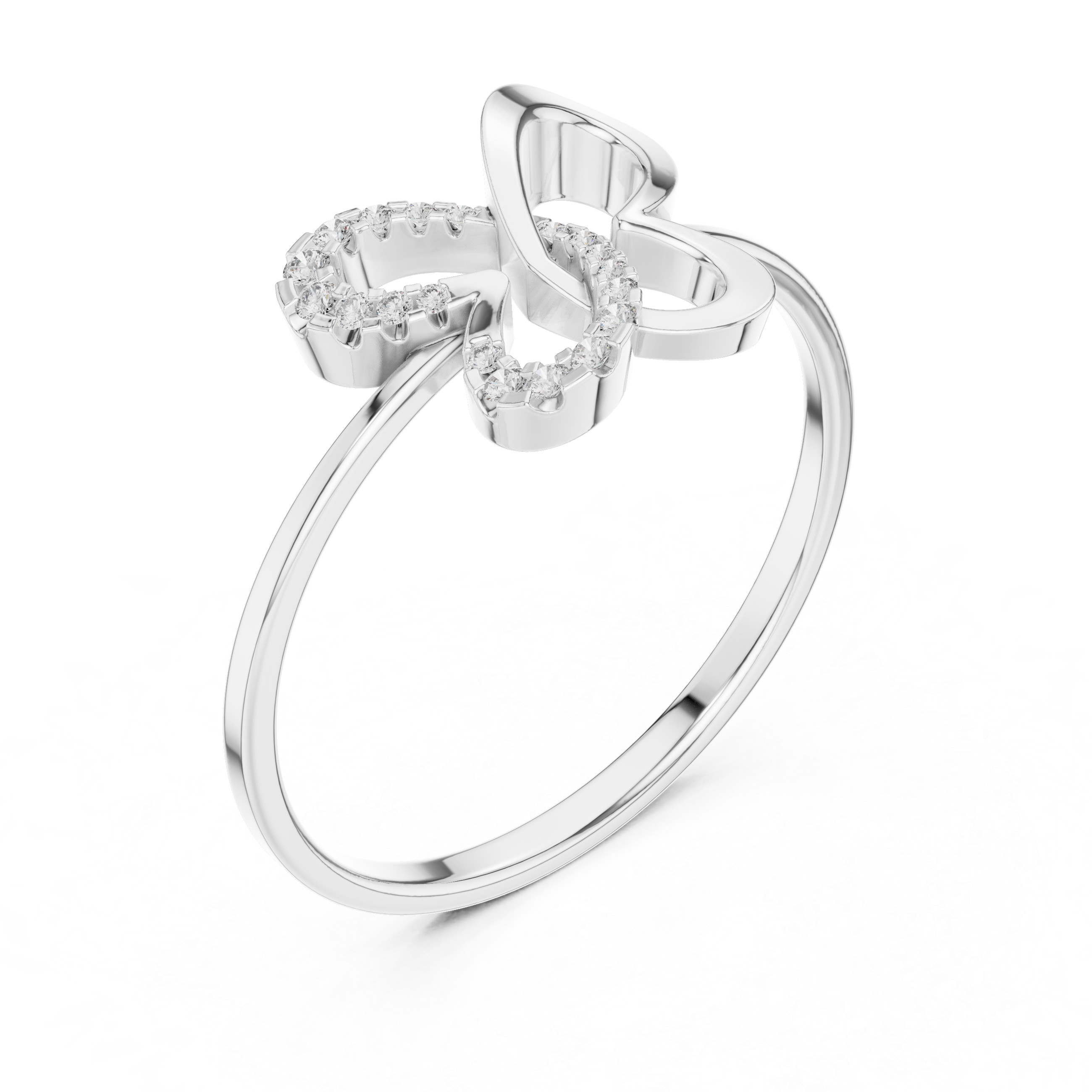 Modern Open Butterfly Diamond Ring with Minimalist Pavé Design