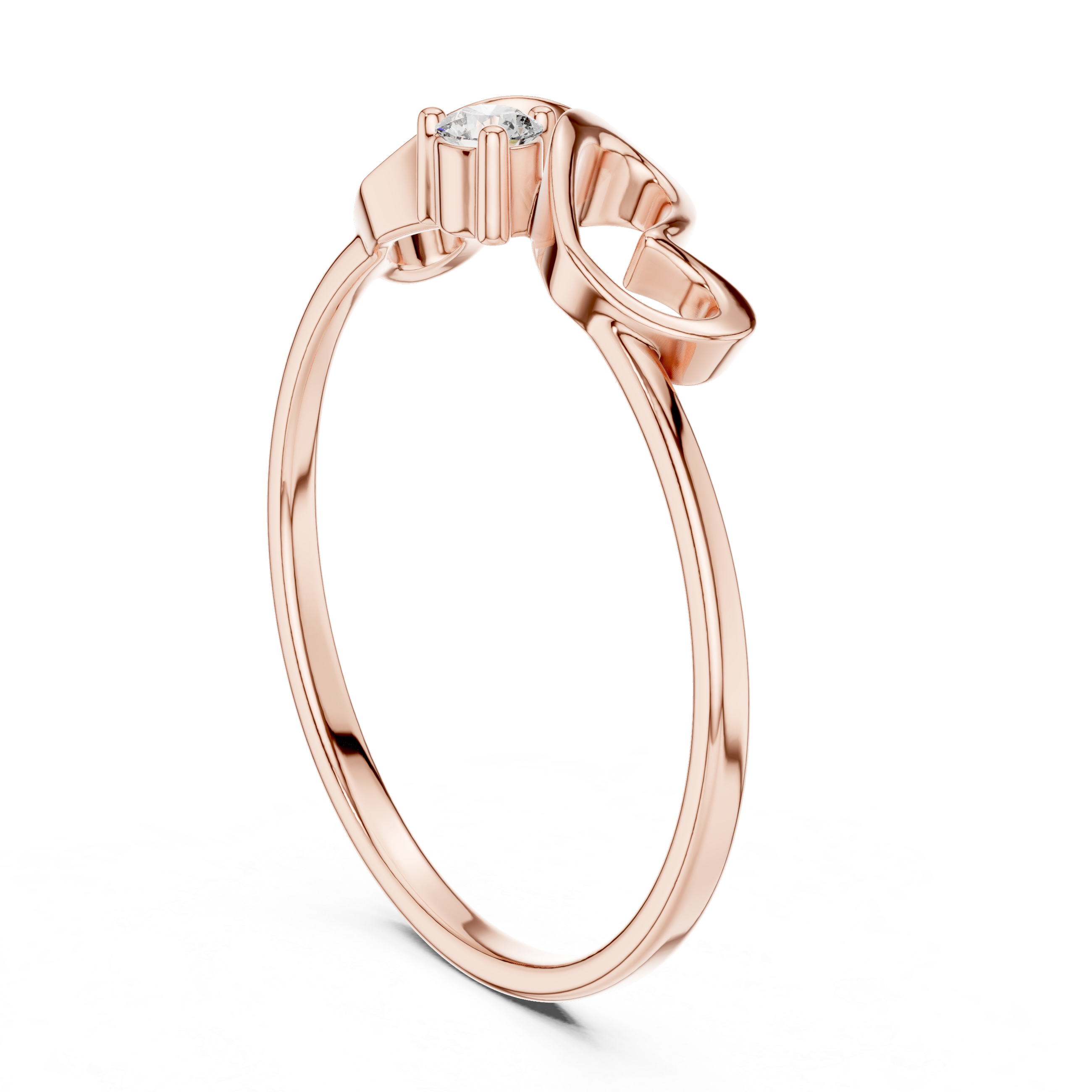 Minimalist Double Heart Diamond Ring with Open Heart Design