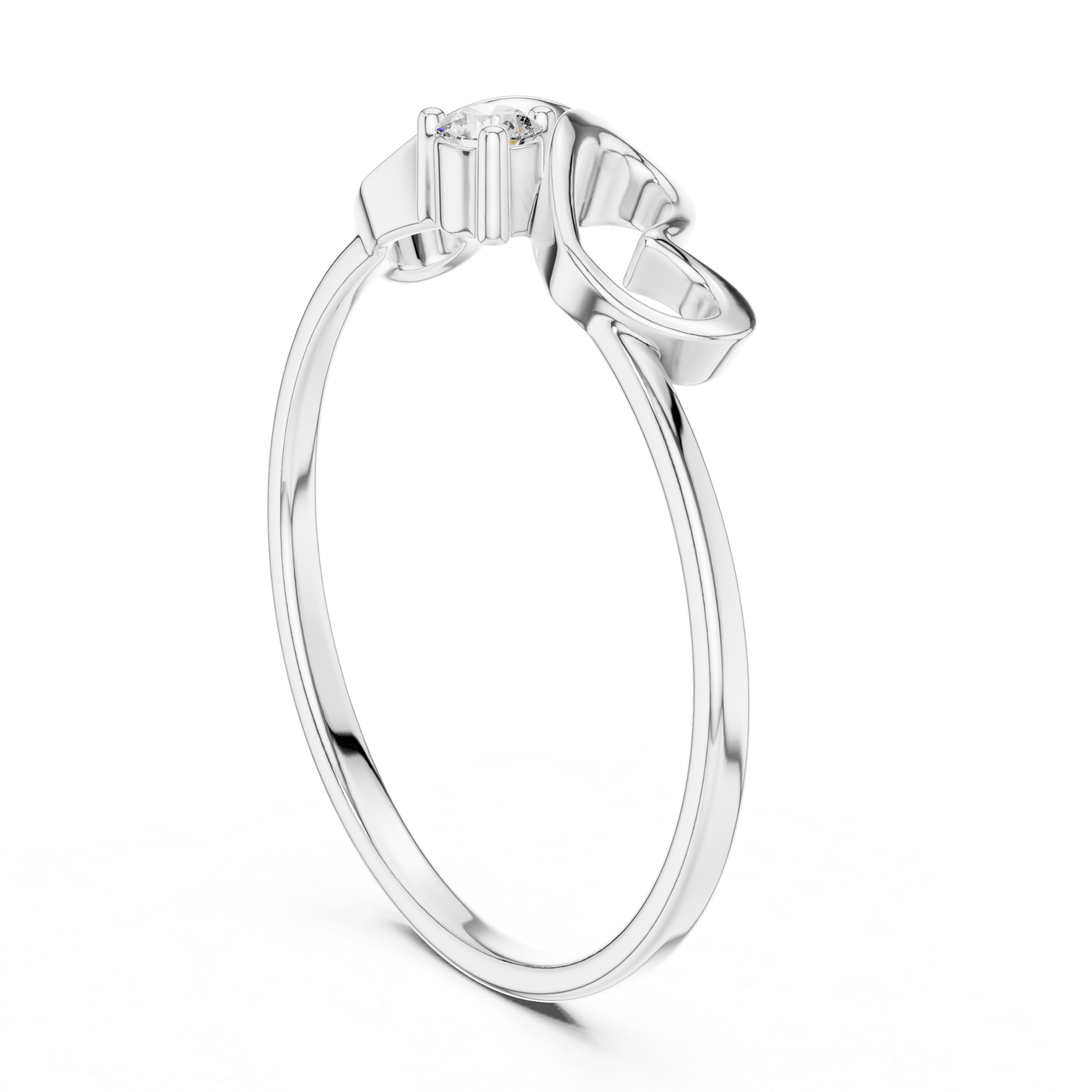 Minimalist Double Heart Diamond Ring with Open Heart Design