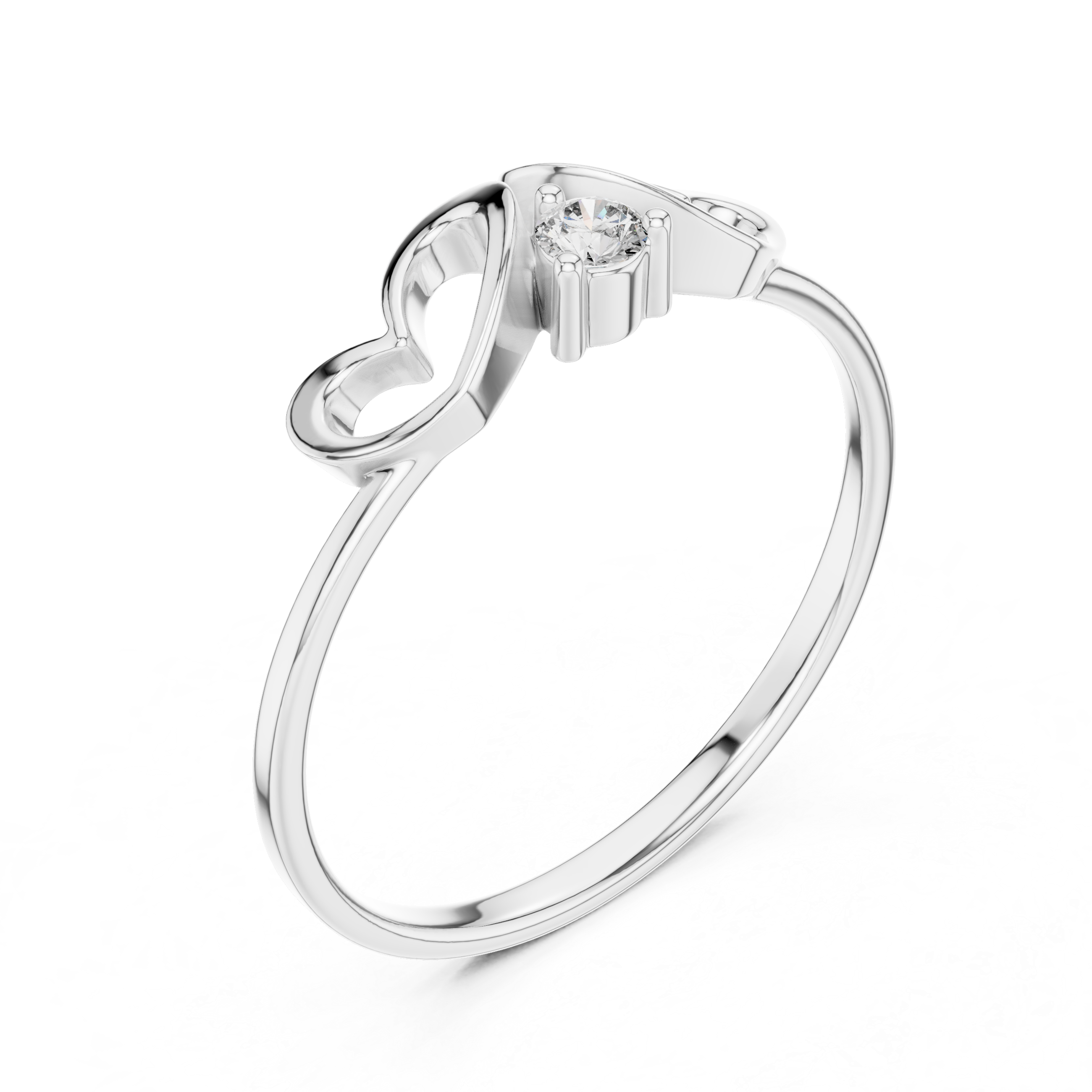 Minimalist Double Heart Diamond Ring with Open Heart Design