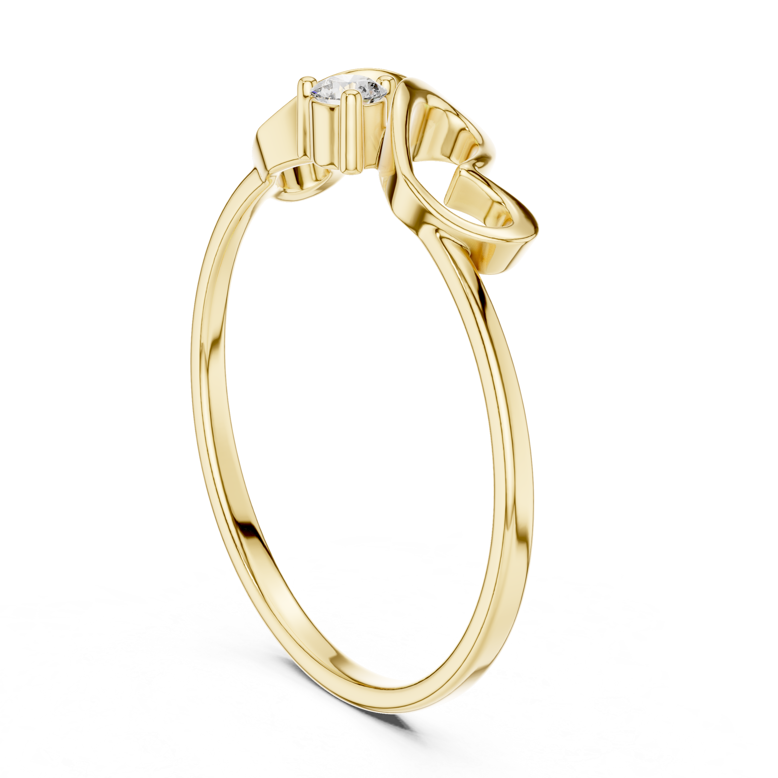 Minimalist Double Heart Diamond Ring with Open Heart Design