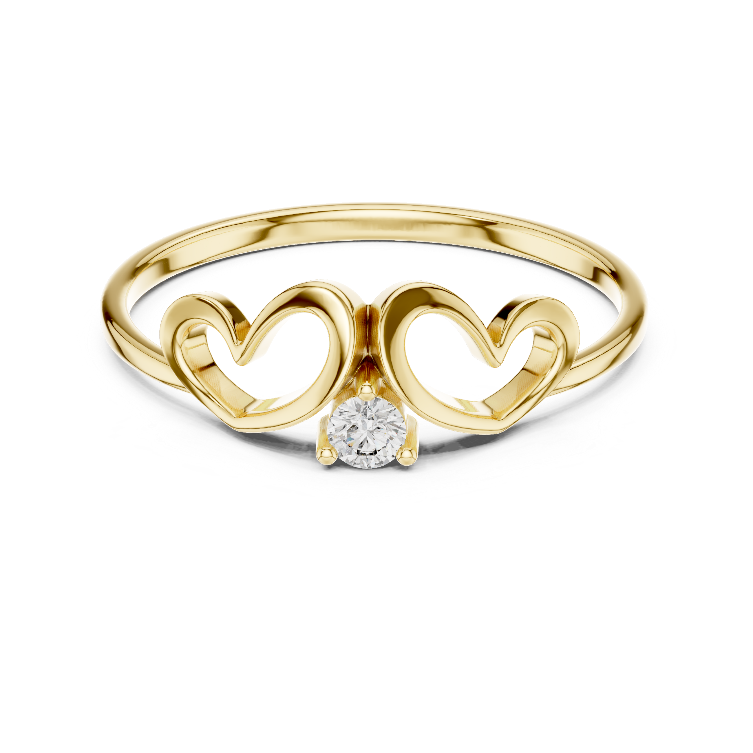 Minimalist Double Heart Diamond Ring with Open Heart Design