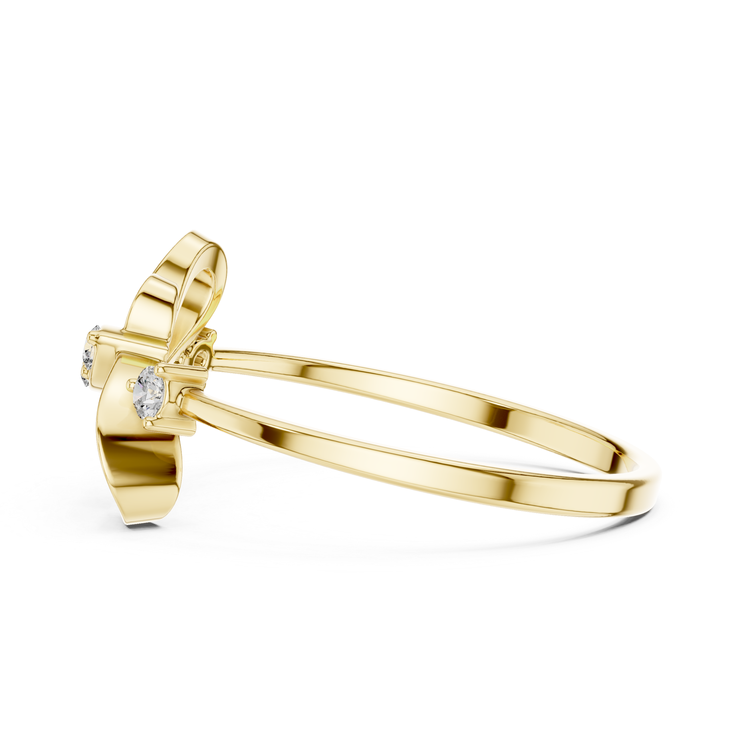 Modern Double Heart Diamond Ring with Floating Open Heart Design