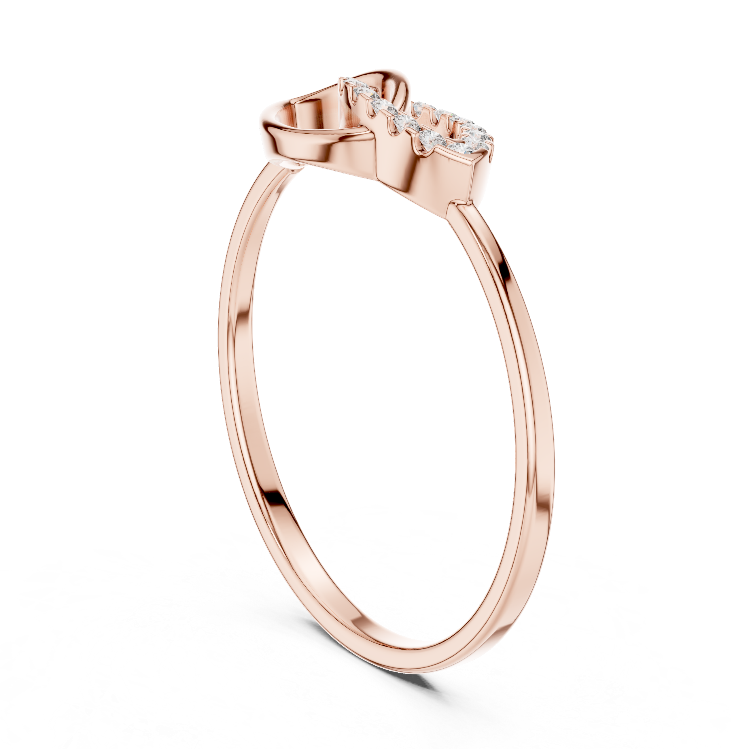 Minimalist Marquise Infinity Diamond Ring with Pavé Leaf Design