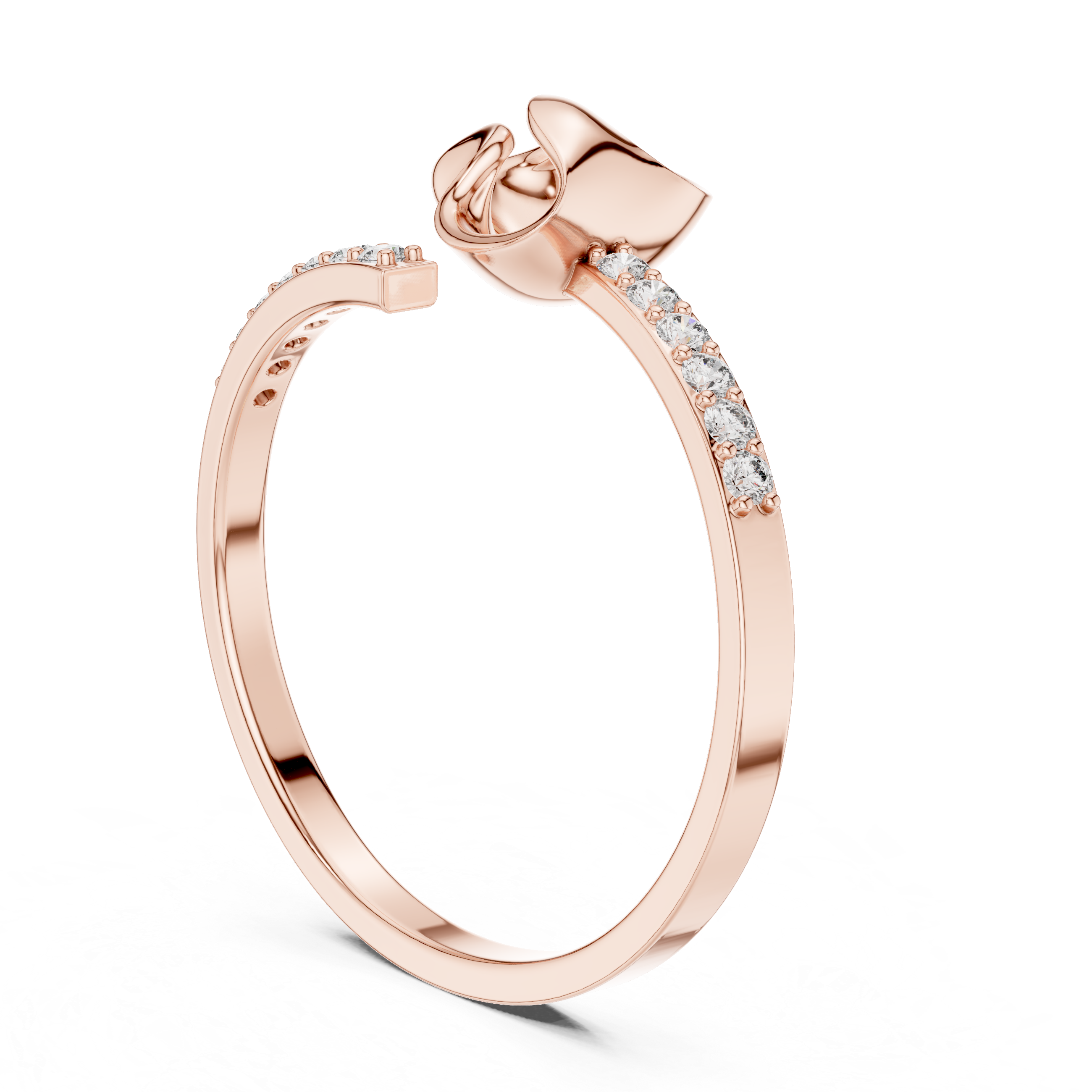 Modern Open Wrap Ribbon Ring with Pavé Diamond Accents