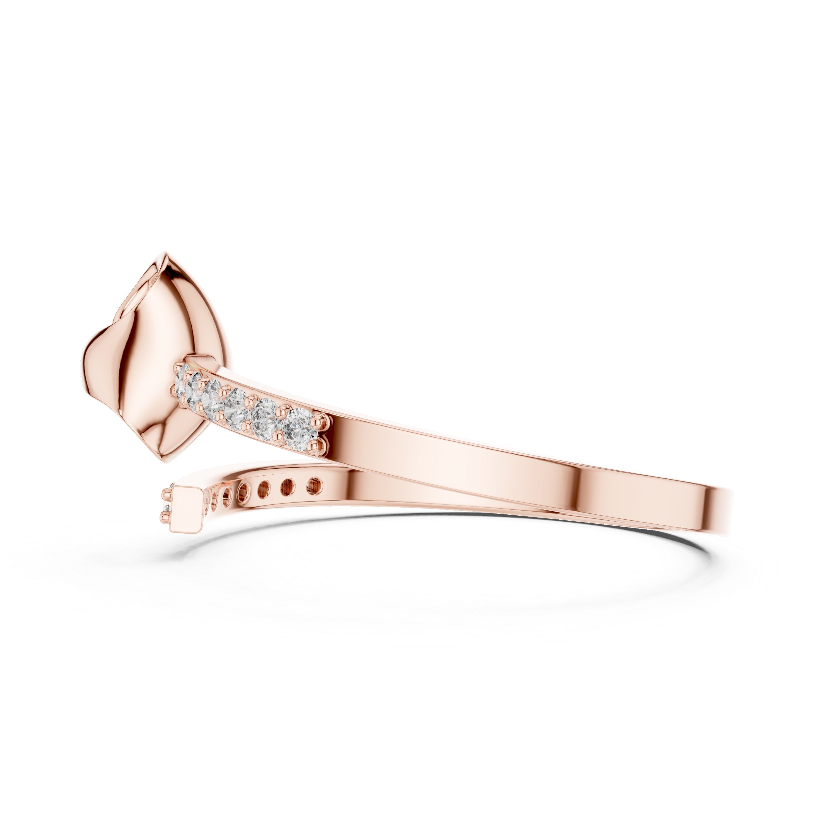 Modern Open Wrap Ribbon Ring with Pavé Diamond Accents
