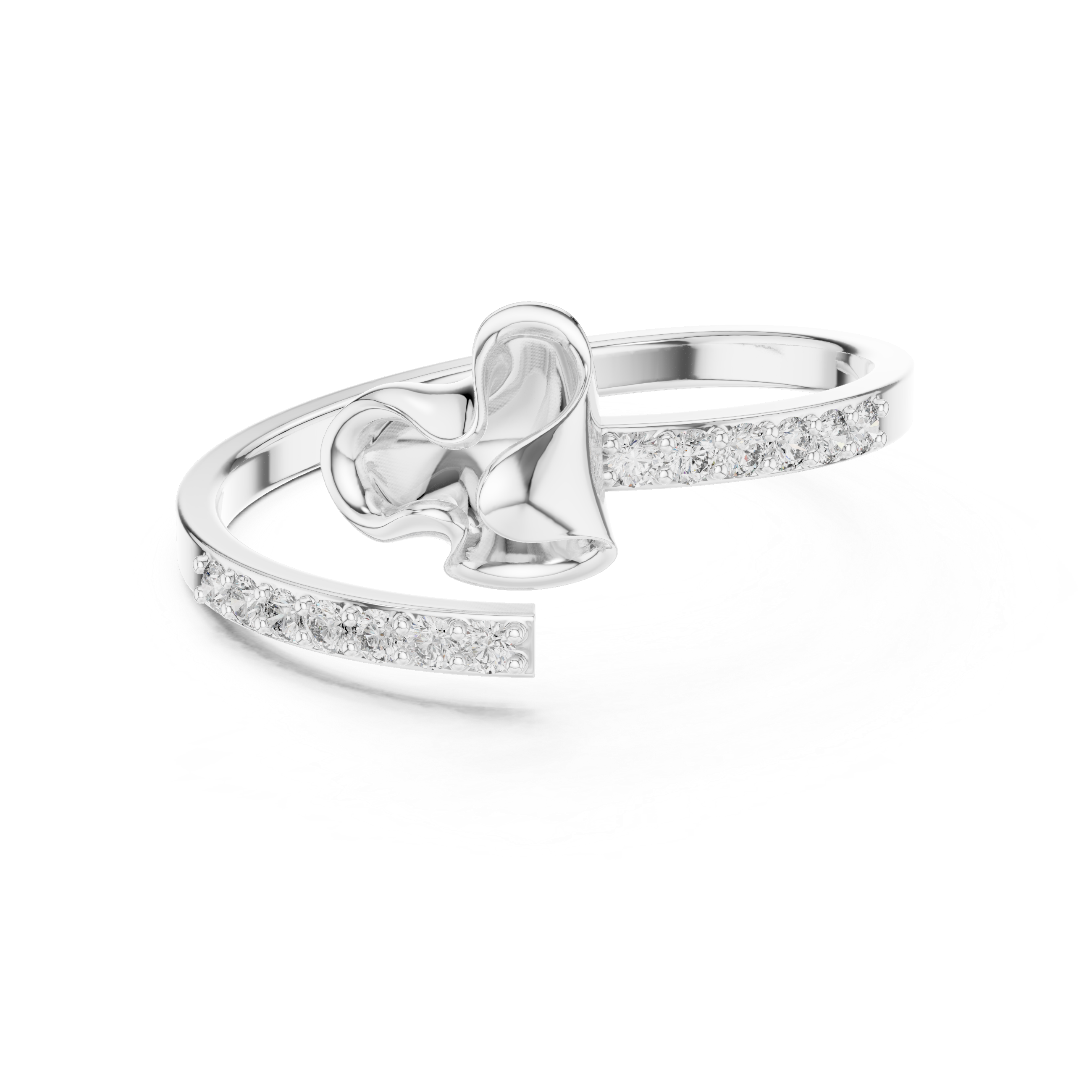 Modern Open Wrap Ribbon Ring with Pavé Diamond Accents