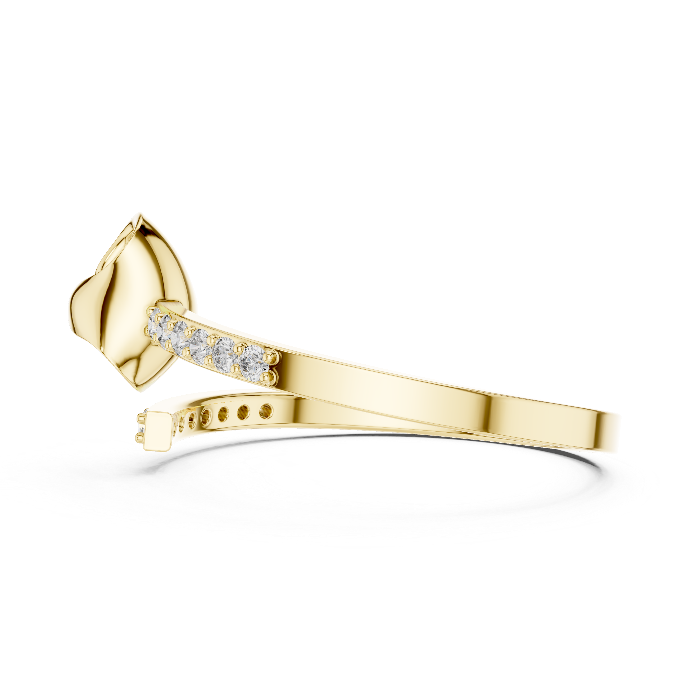 Modern Open Wrap Ribbon Ring with Pavé Diamond Accents