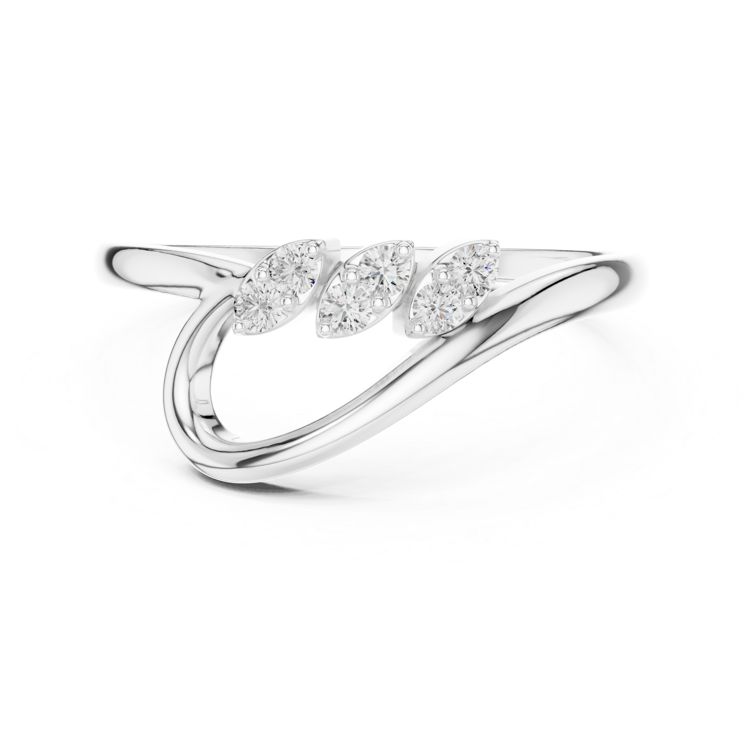 Diamond Marquise Cluster Bypass Ring – Modern Open Loop Design