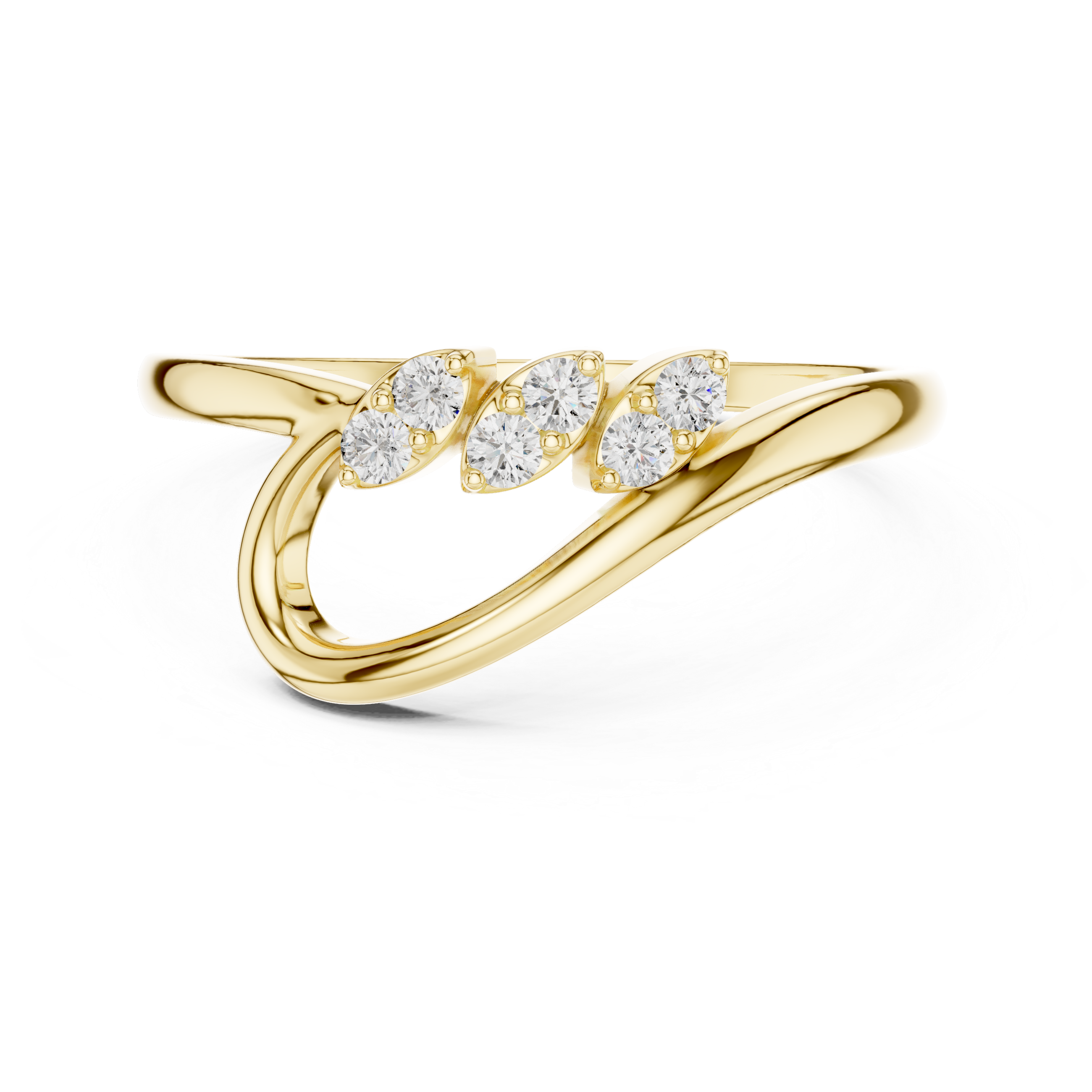 Diamond Marquise Cluster Bypass Ring – Modern Open Loop Design