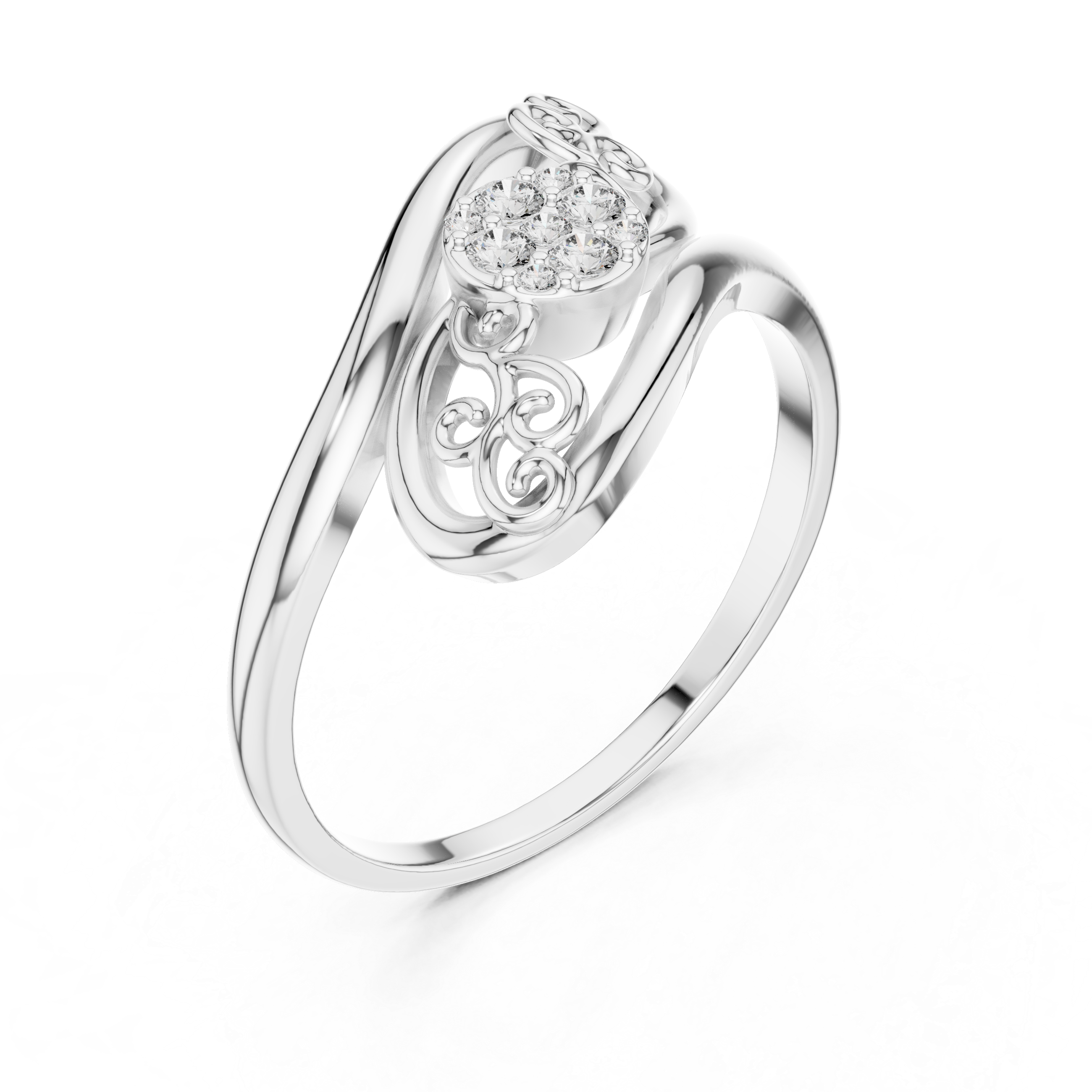 Vintage Filigree Diamond Cluster Ring – Elegant Scrollwork Statement Ring
