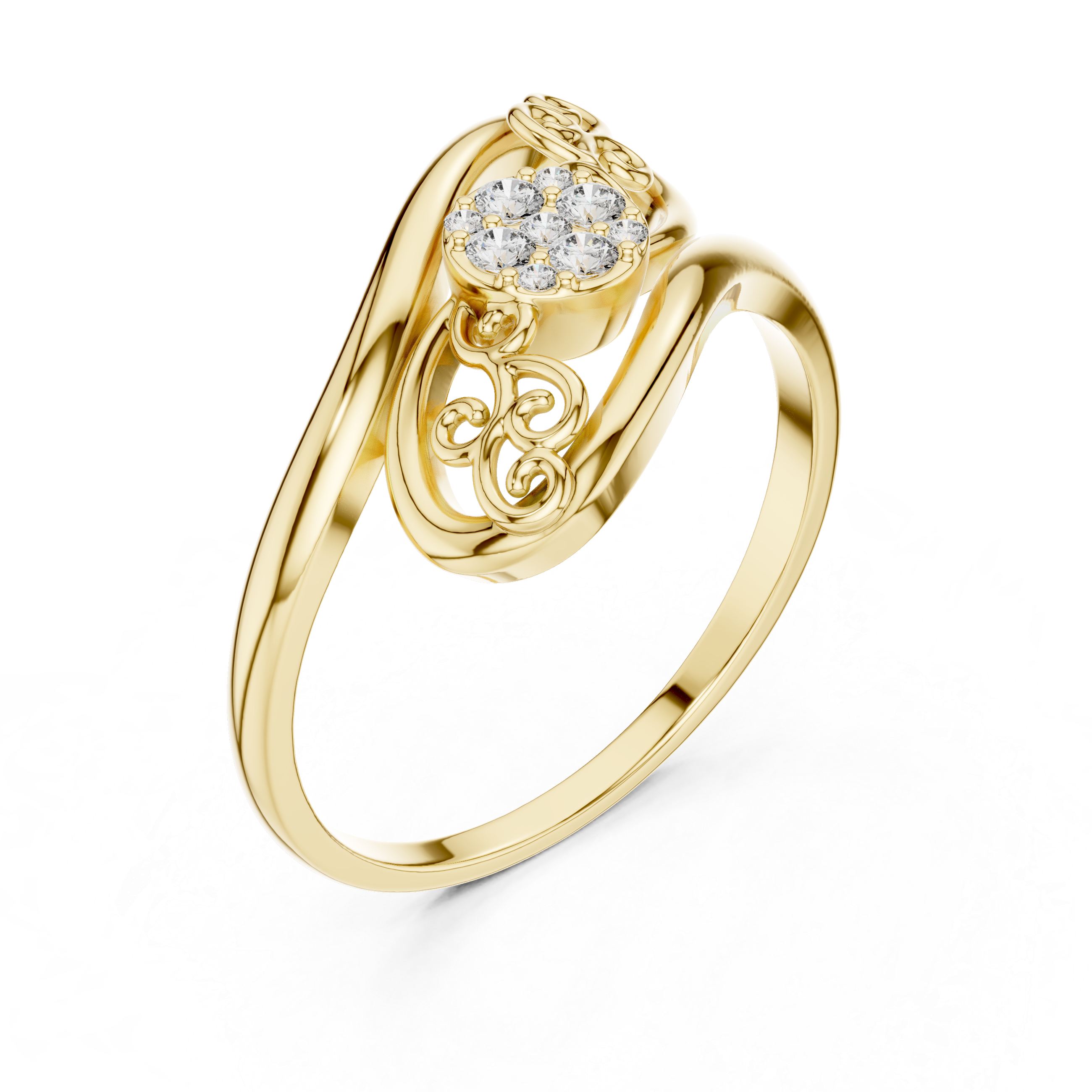 Vintage Filigree Diamond Cluster Ring – Elegant Scrollwork Statement Ring